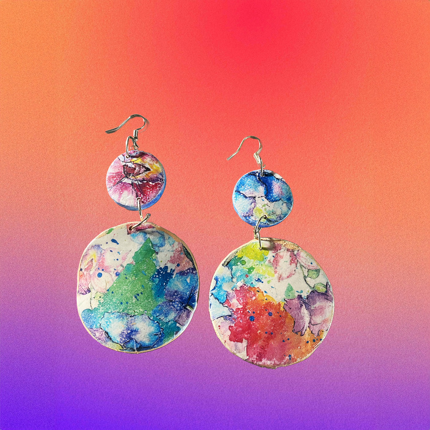 Handmade Abstract Art Earrings - "Spring Fling"