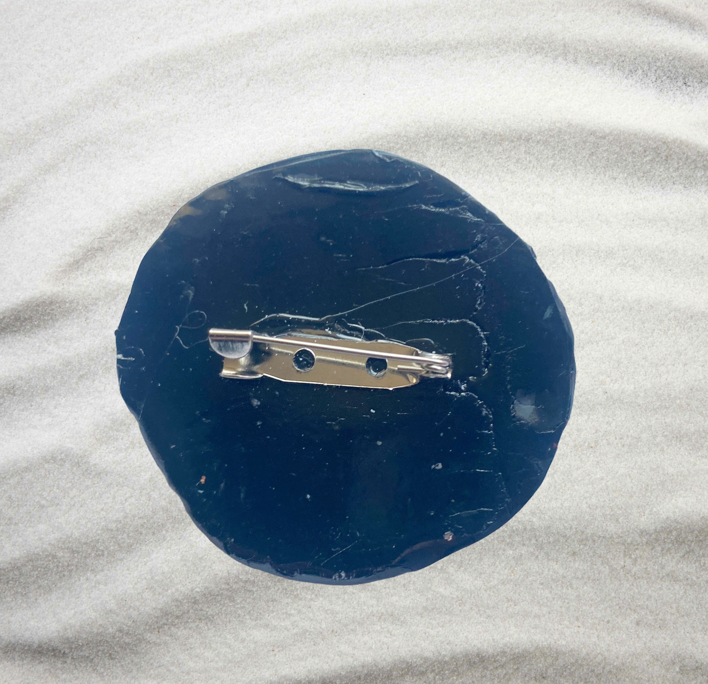 Brooch/Pin: Jungle Spiral Brooch – Handmade Jewelry in Deep Green Polymer Clay