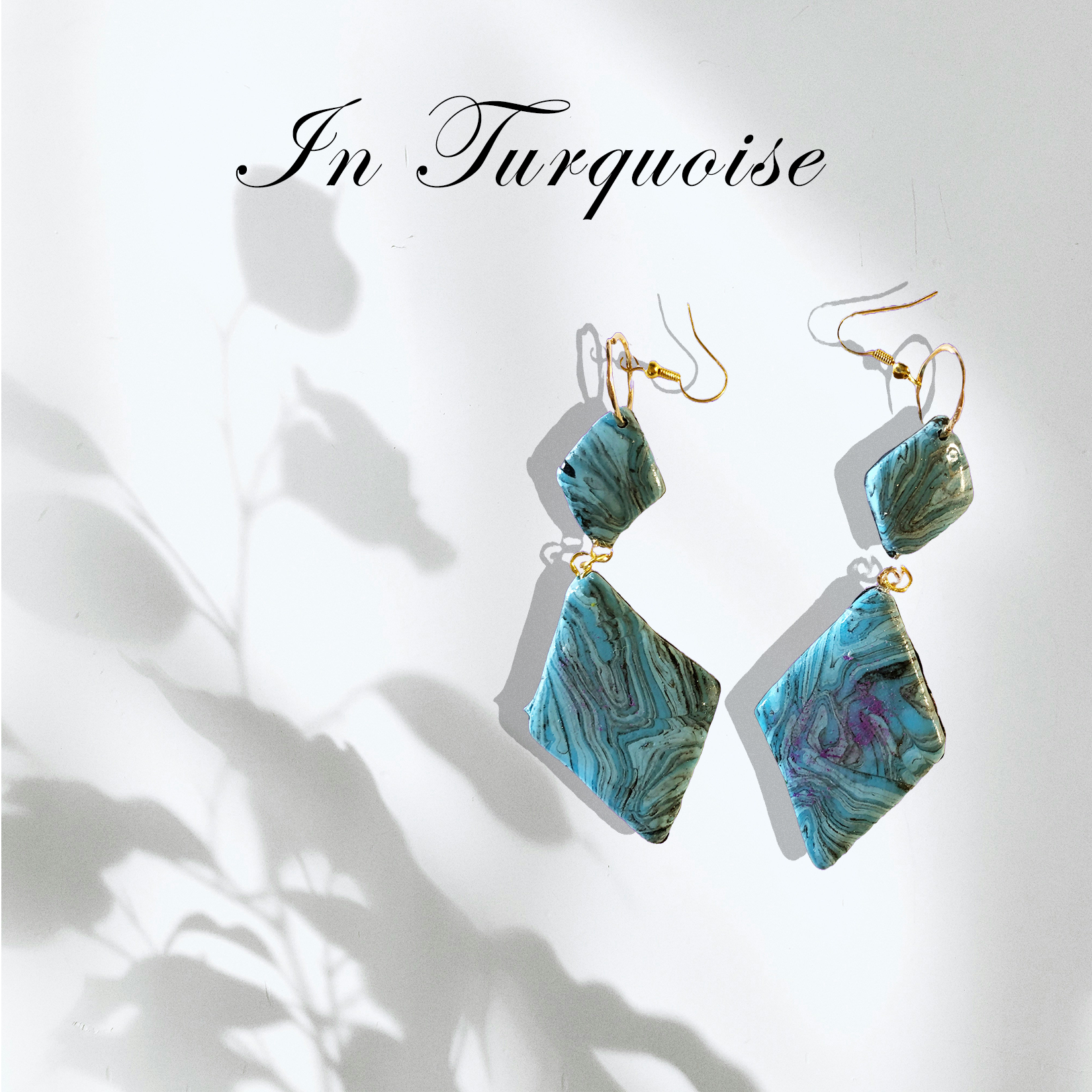 In Turquoise Polymer Clay Handmade Dangle Earrings