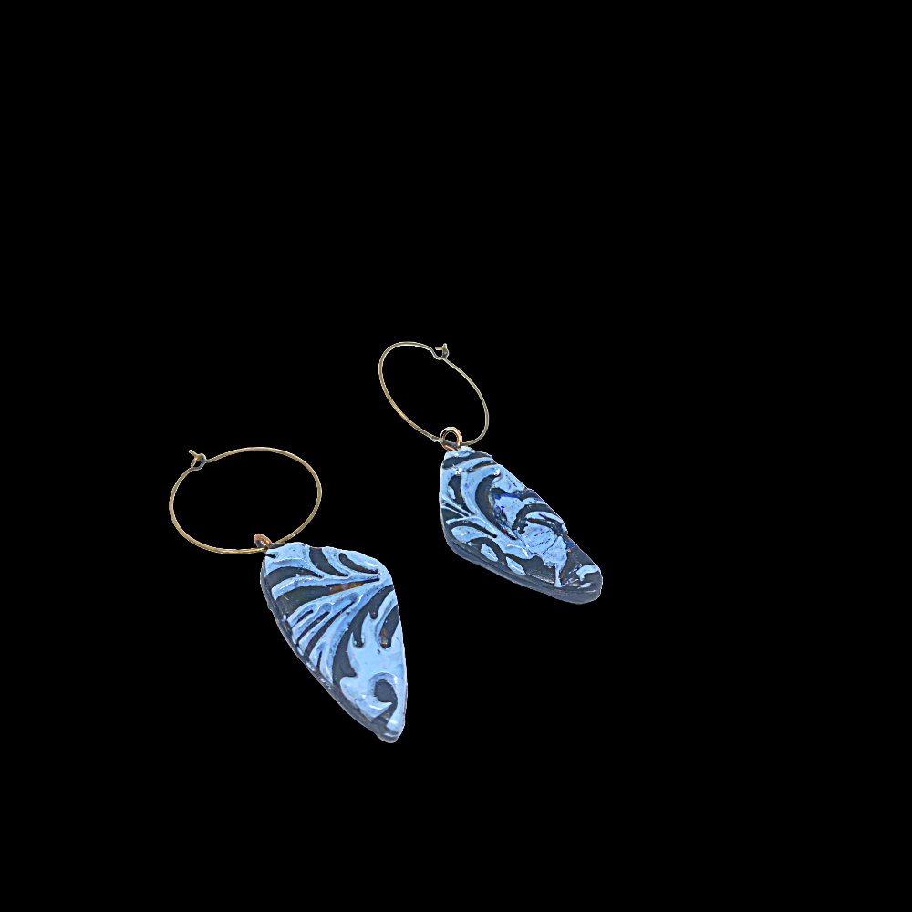 Blue Swirl Handmade Polymer Clay Earrings 