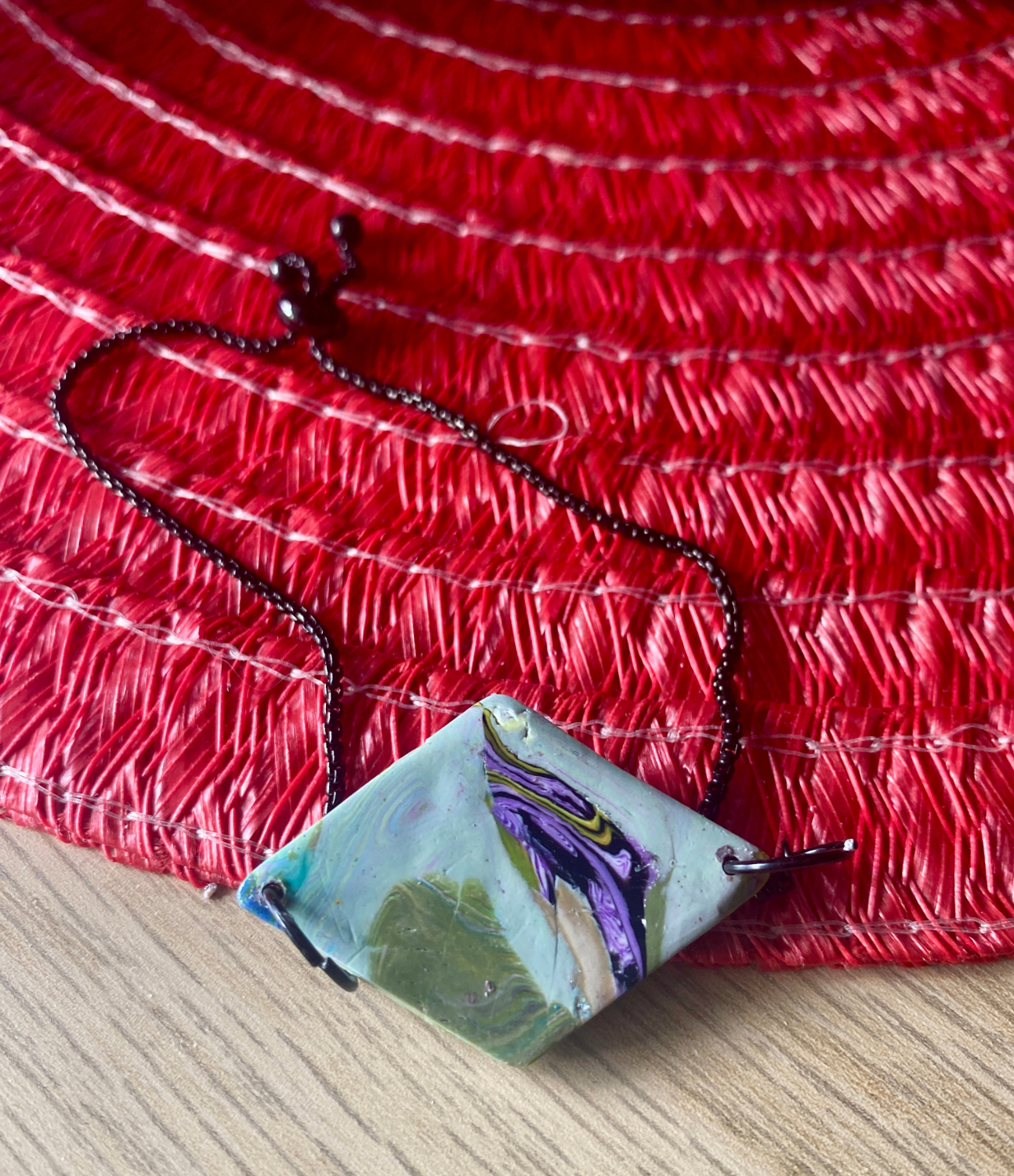 Twilight Prism Bracelet – Geometric Polymer Clay Bracelet with Adjustable Chain