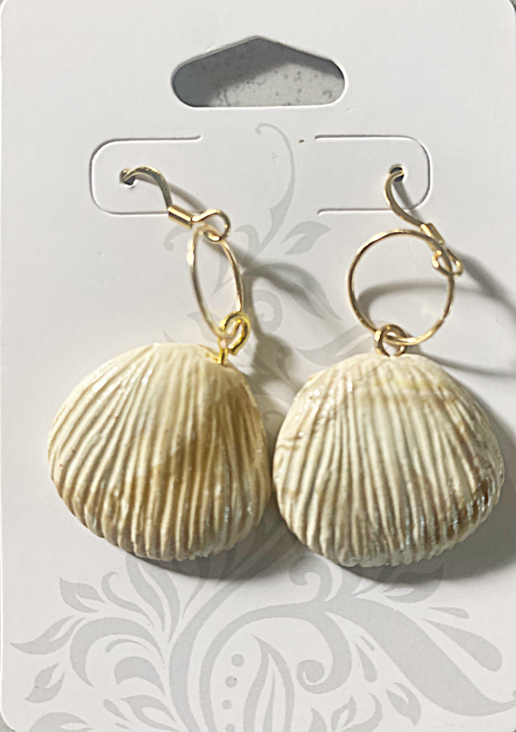 ๐ Coastal Shell Drop Earrings โ Handmade Polymer Clay with Gold Hooks