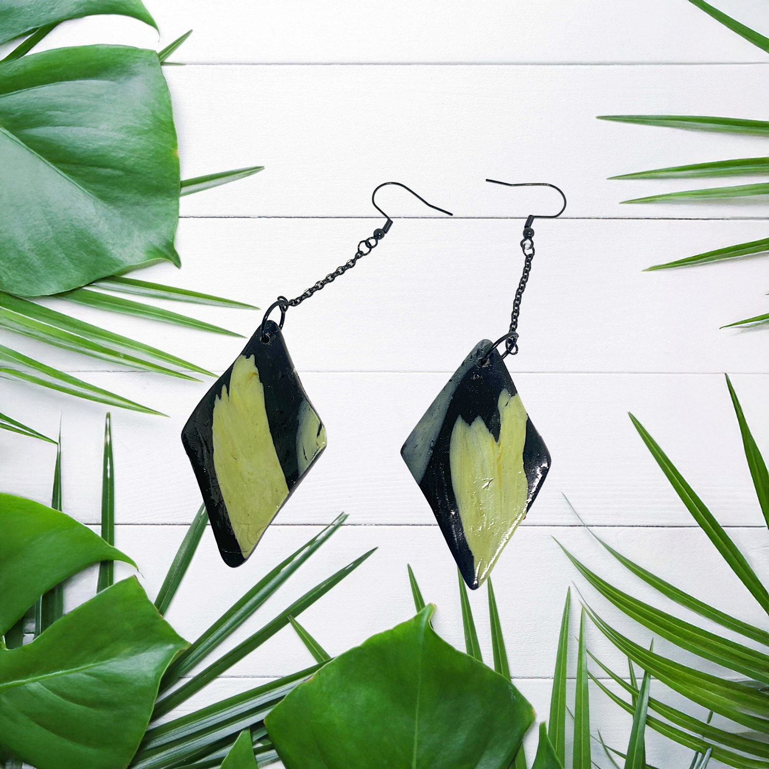 Jungle Prism – Geometric Clay Statement Earrings