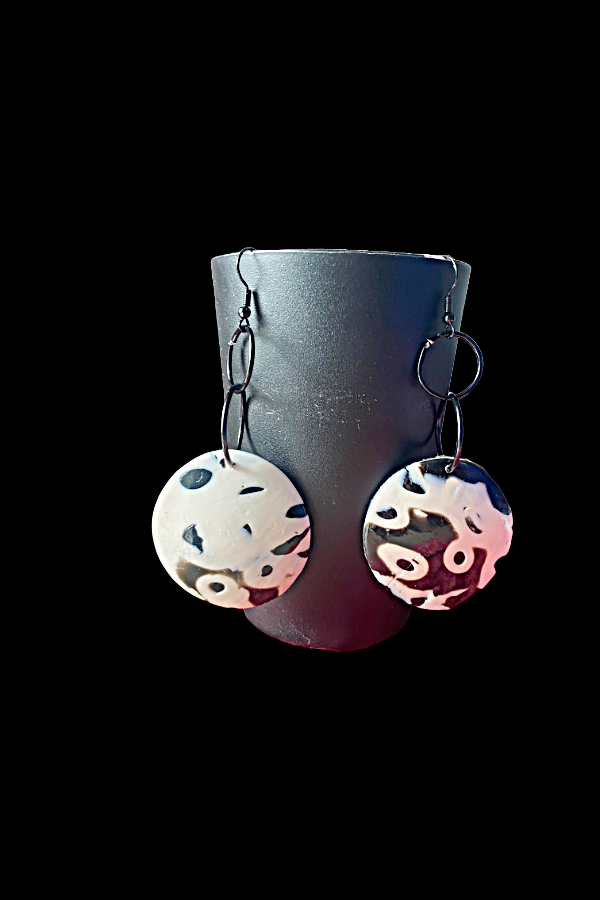 Monochrome Muse – Abstract Polymer Clay Earrings