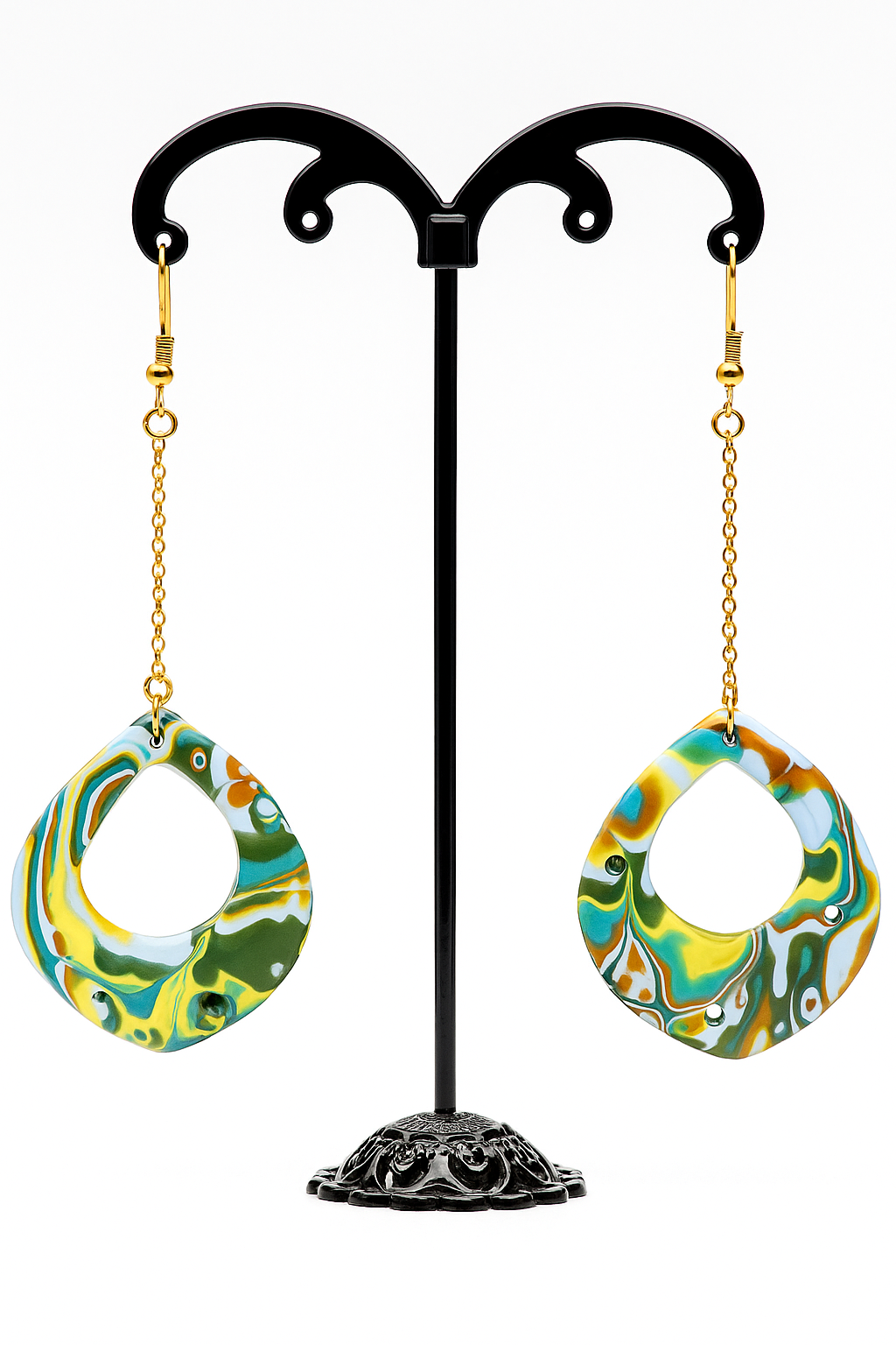 Earrings Handmade Polymer Clay "Boho Droplets"