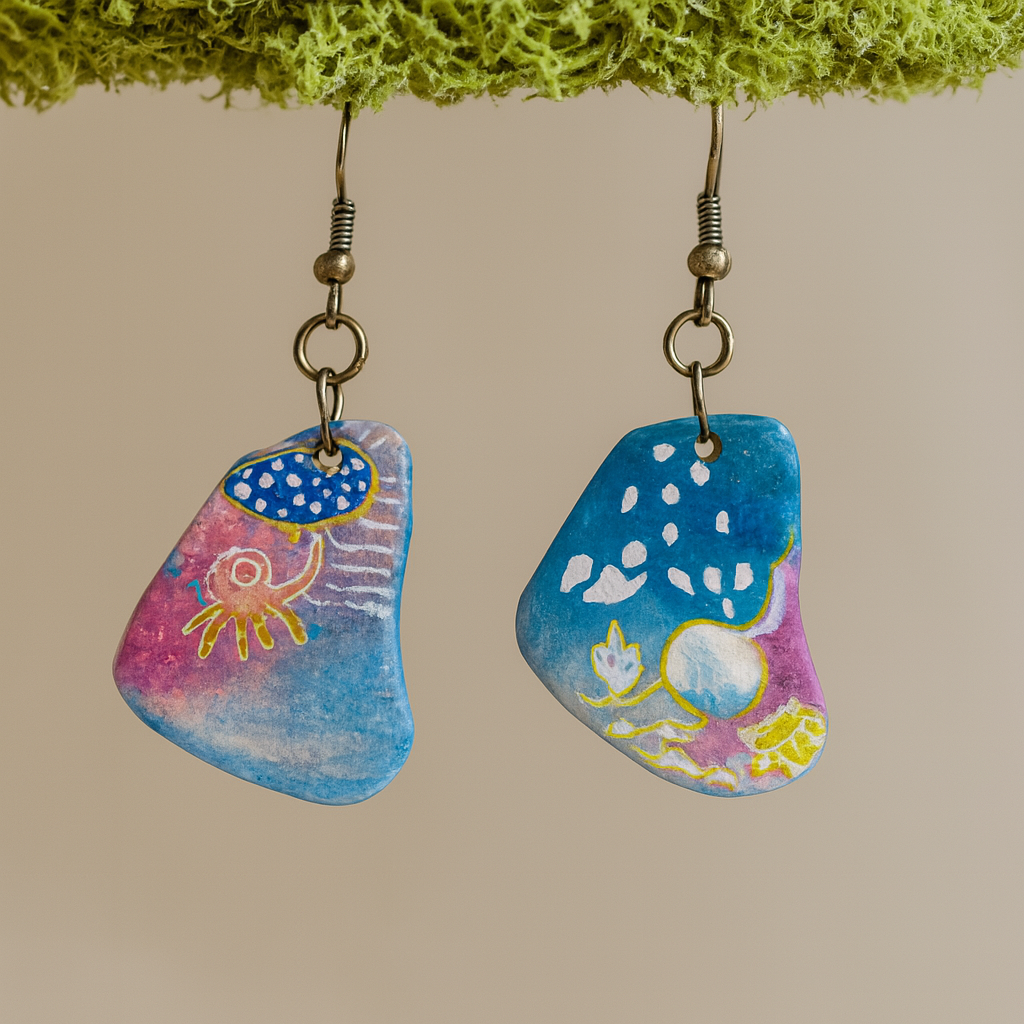 ๐ Sea Dreamer Earrings โ Handmade Abstract Polymer Clay Art Jewelry