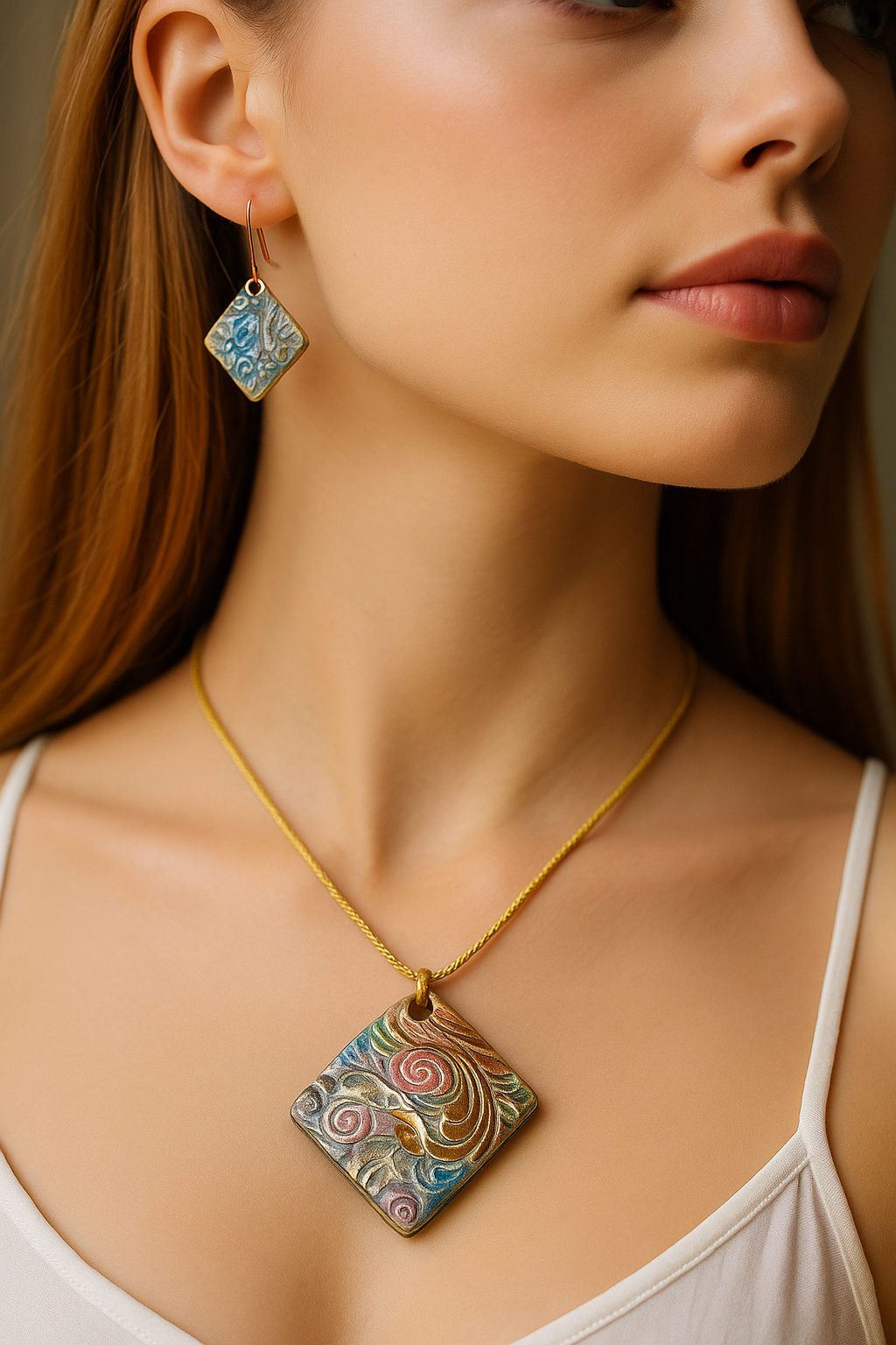 Handmade - Handmade Polymer Clay Nature-Inspired Earrings and Pendant