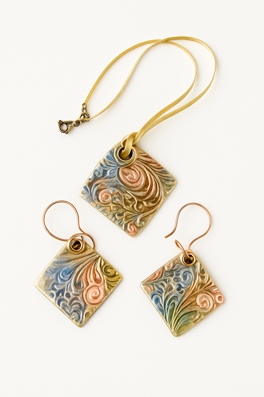 Handmade -  Handmade Polymer Clay Nature-Inspired Earrings and Pendant