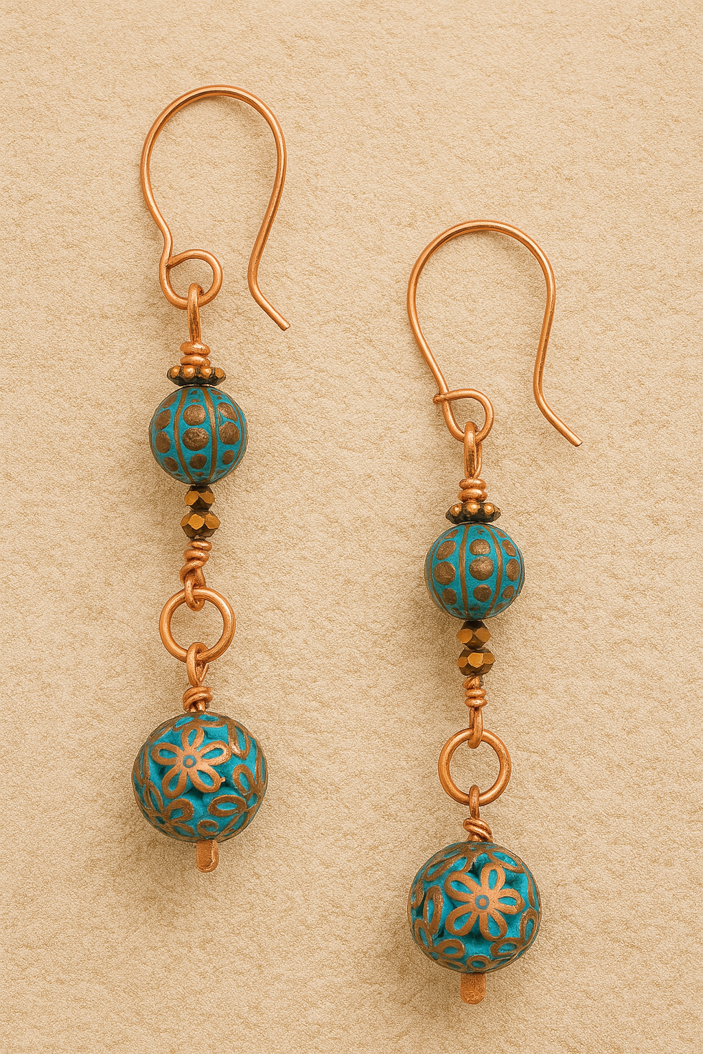 "Whispers of Petra" Handmade Copper & Turquoise Earrings