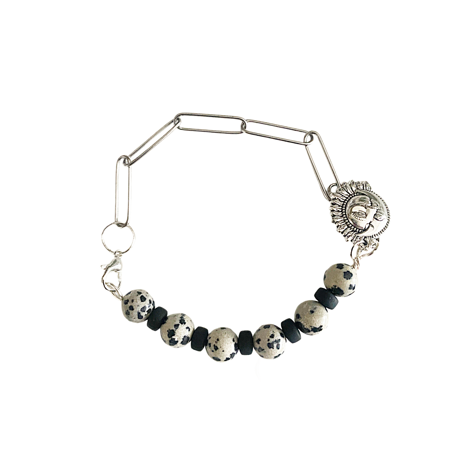 Warrior Spirit Dalmatian Jasper Beaded Bracelet & Earring Set