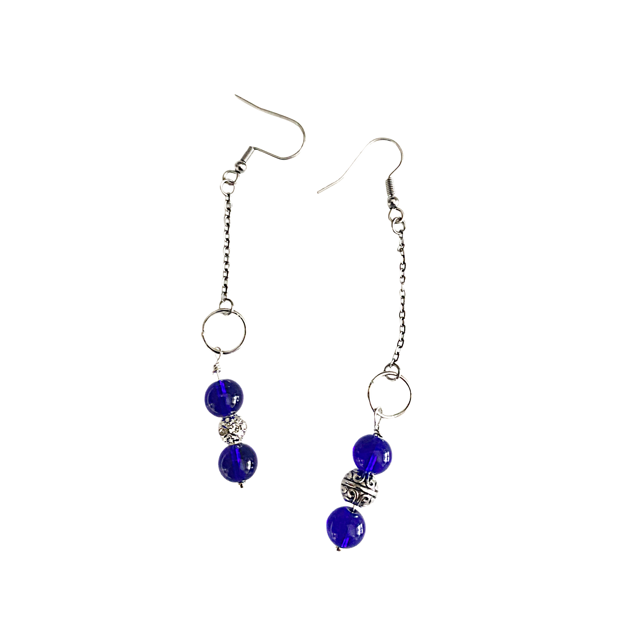 Cobalt and Silver Bracelet & Earrings Set