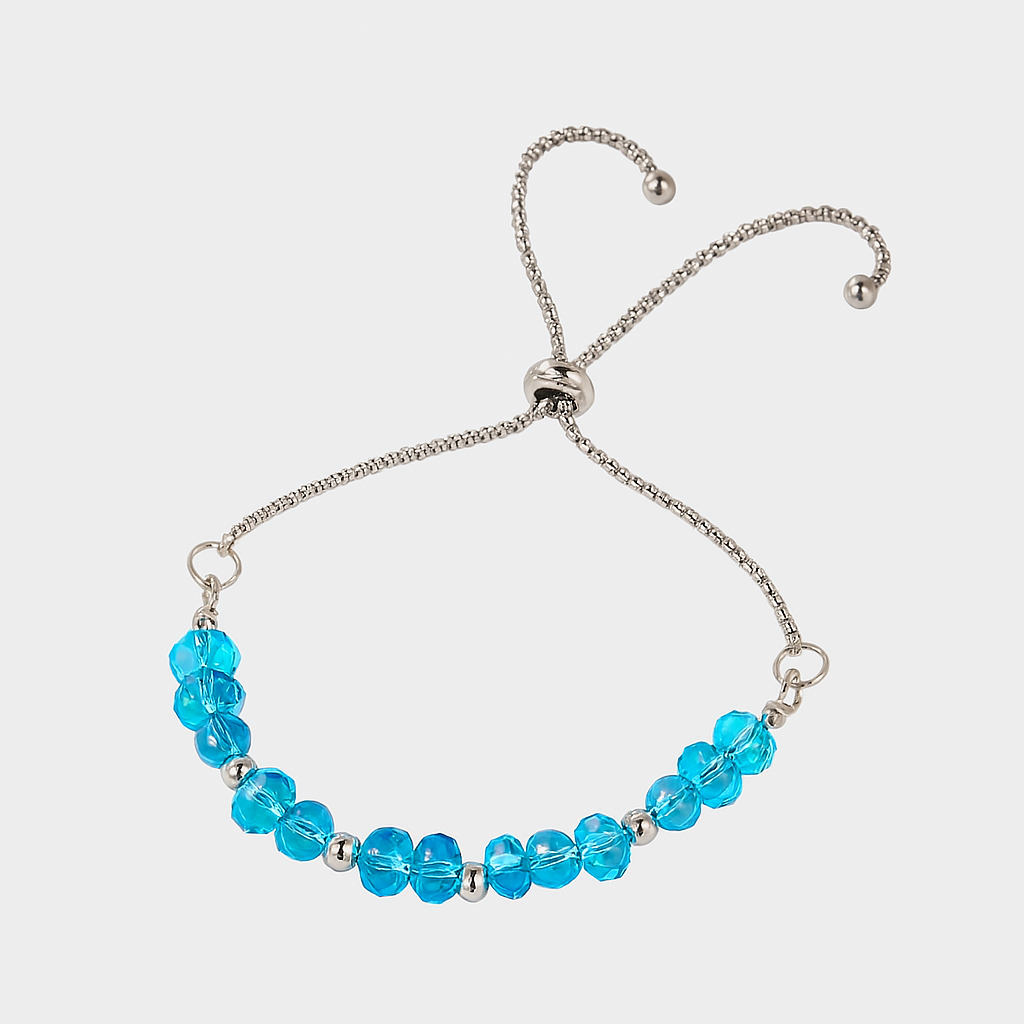 Blue Beaded Adjustable MORSE CODE BRACELET