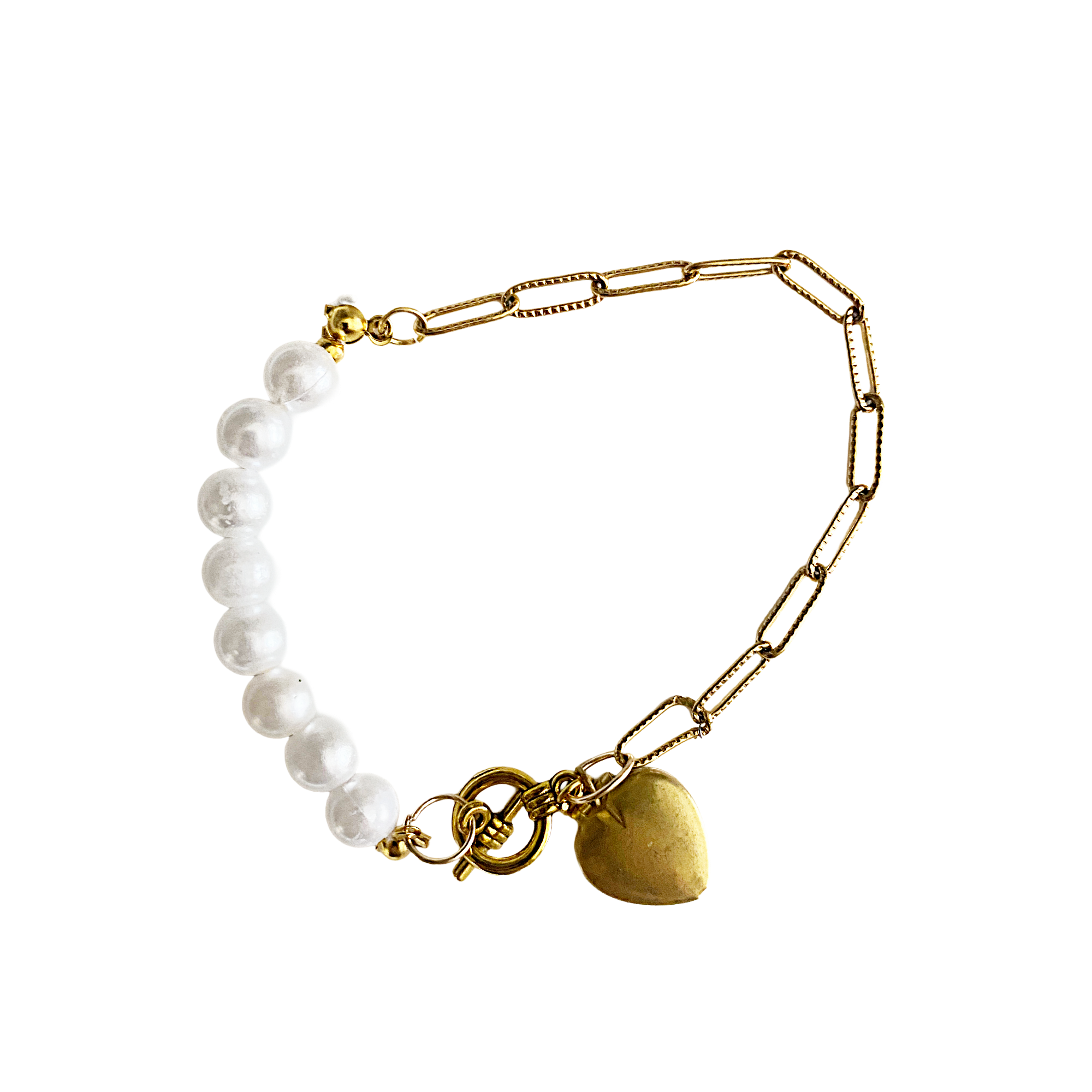 Lustre & Link – Pearl and Gold Bracelet & Earring Set