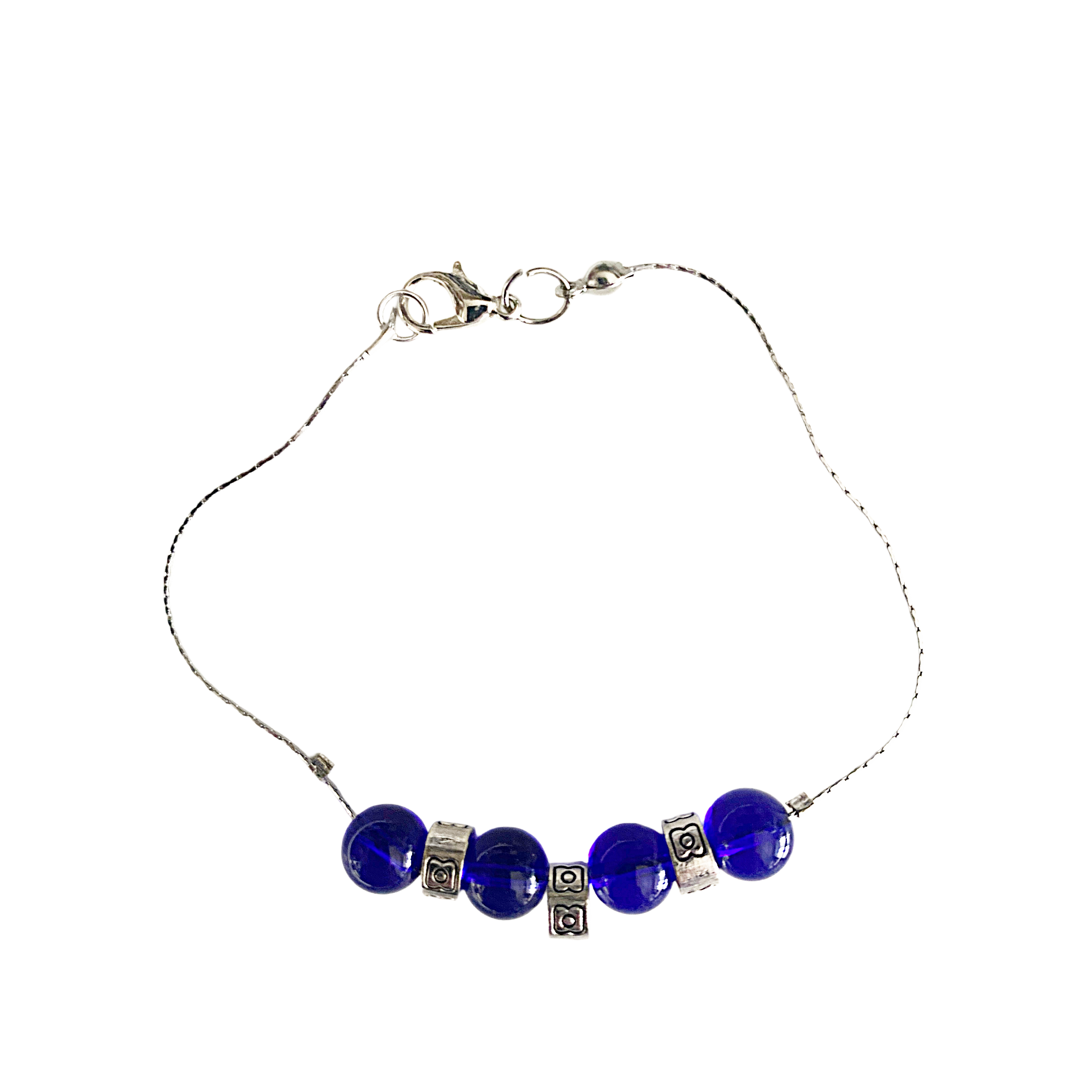 Cobalt and Silver Bracelet & Earrings Set