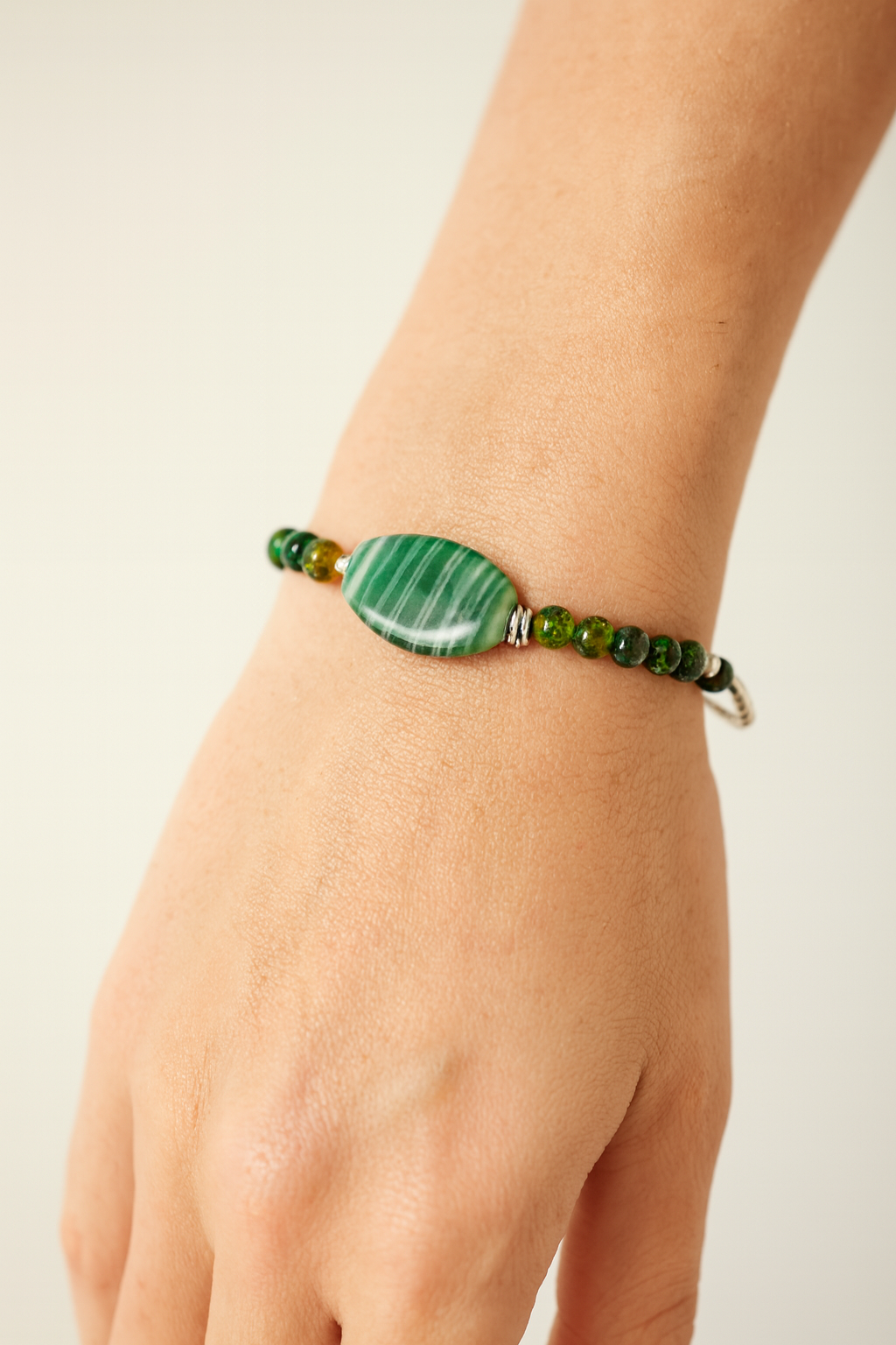 Green Gemstone Beaded Bracelet