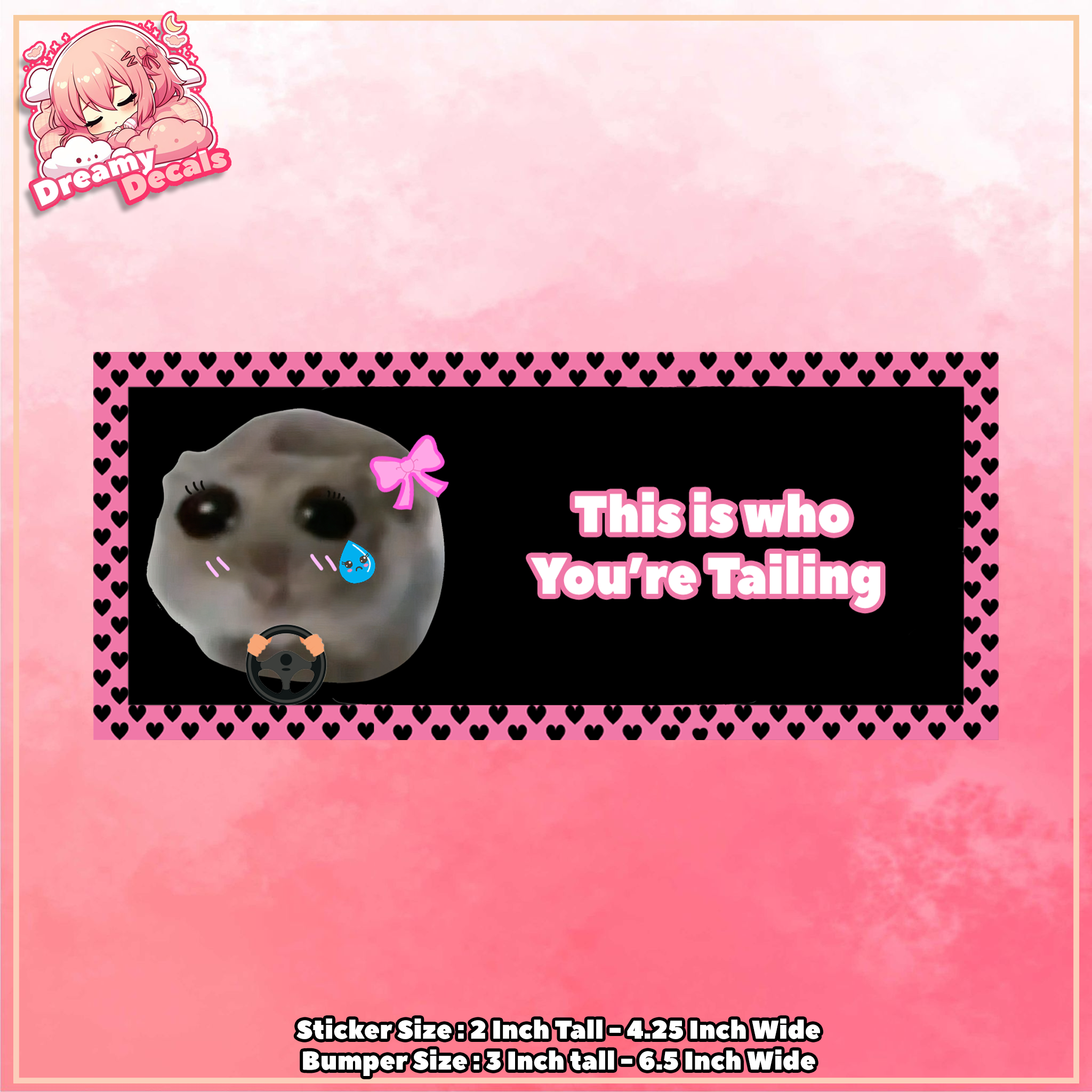 Cute Crying Hammy Driver Awareness Stickers