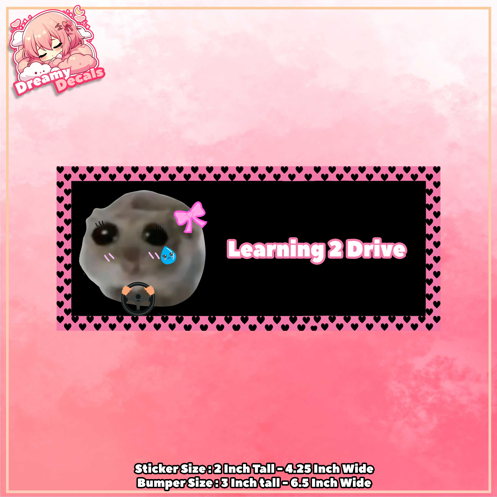 Cute Crying Hammy Driver Awareness Stickers