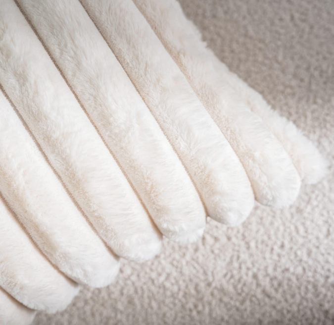  Pack of 2,Double-Sided Faux Fur Plush Decorative Throw Pillow Covers Fuzzy Striped Soft Pillowcase Cushion Covers for Sofa Couch Bedroom Home, Cream White