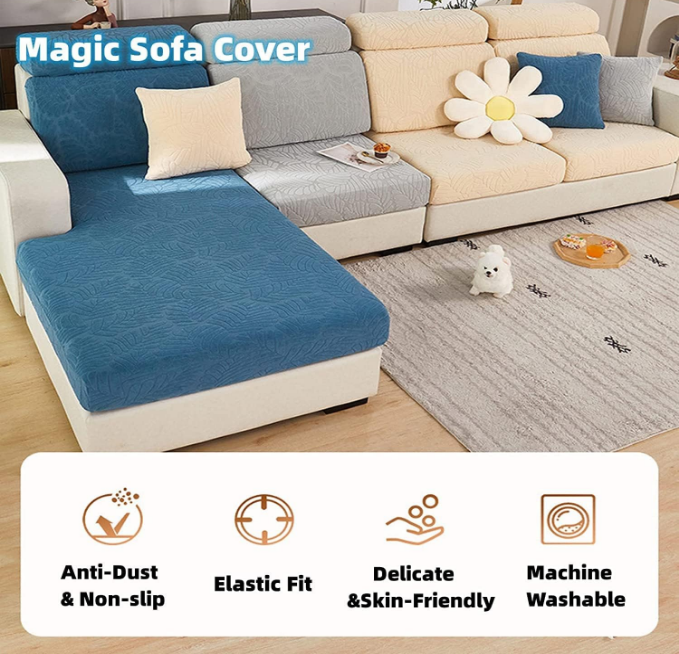 Sofa Covers Magic Sofa Couch Covers 2024 New Wear-Resistant Universal Sofa Cover Stretch for Sectional Slipcovers (Texture-Gray,Large Single Seat Cover)