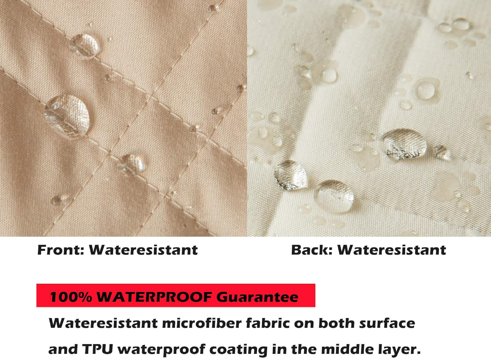 Couch Sofa Slipcover 100% Waterproof Nonslip Quilted Furniture Protector for Dogs, Children, Pets, Machine Washable (Beige, 68")