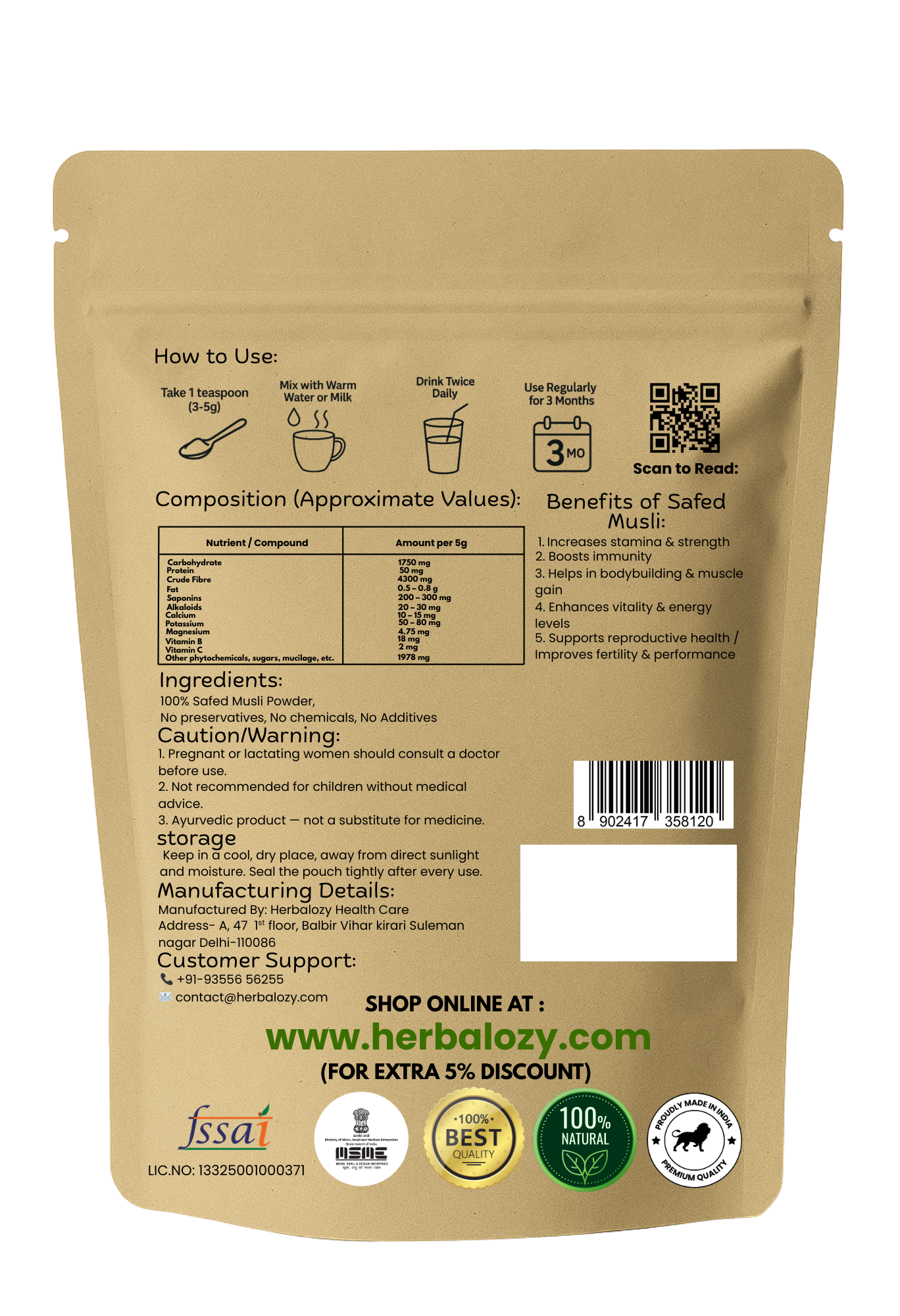Safed Musli Powder – Ayurvedic Vitality Booster