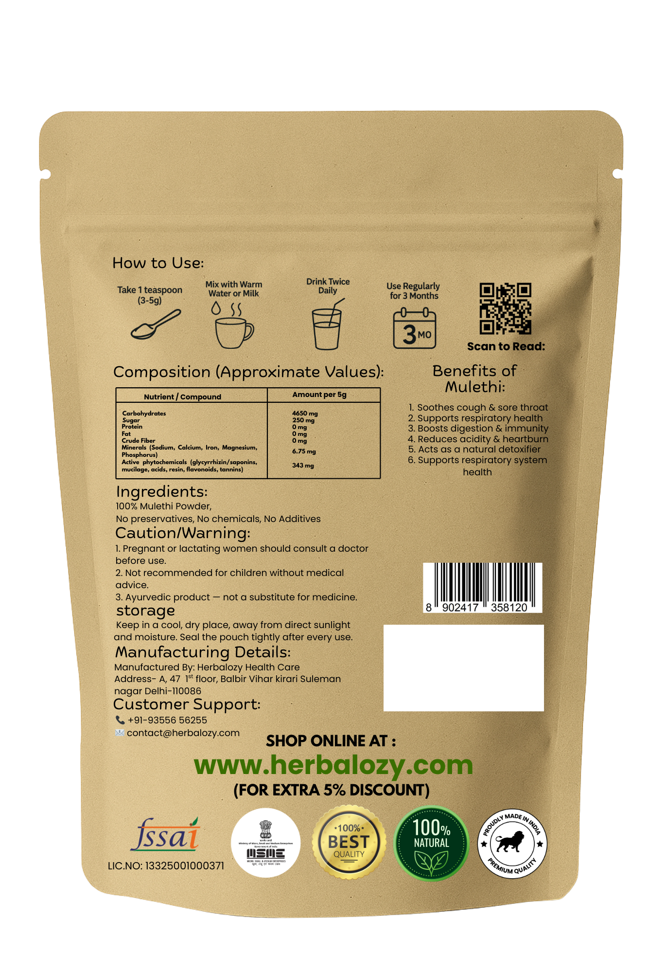 Mulethi Powder – Cough Relief, Digestion & Ayurvedic Immunity Booster