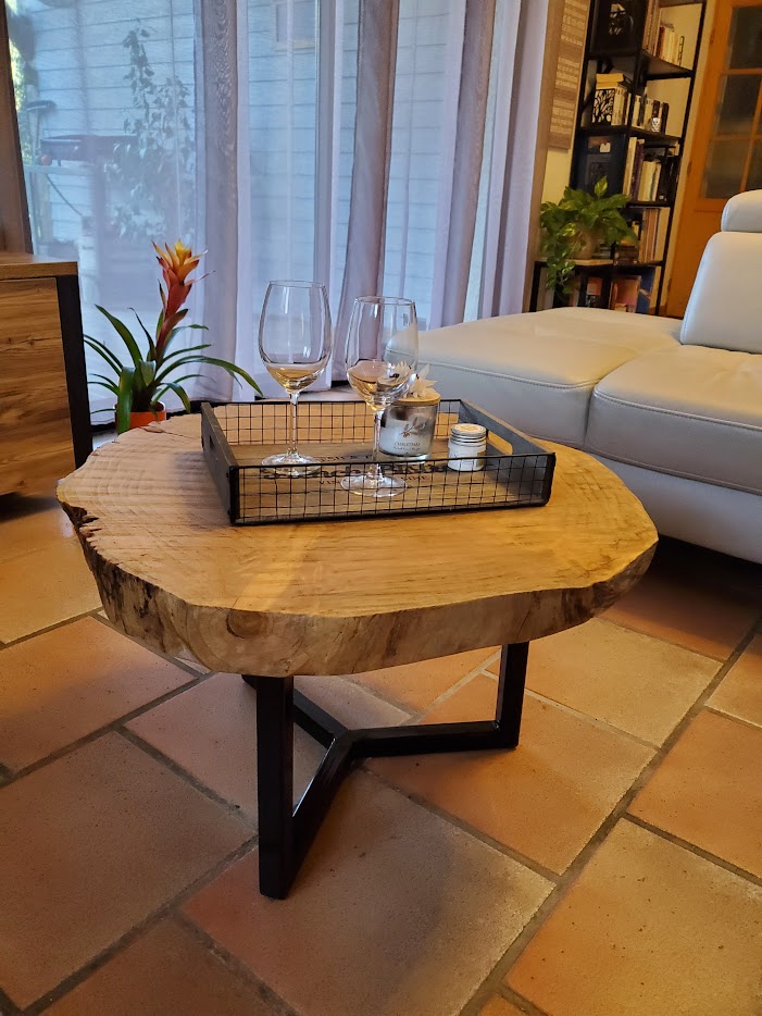 Table basse tranche d'arbre