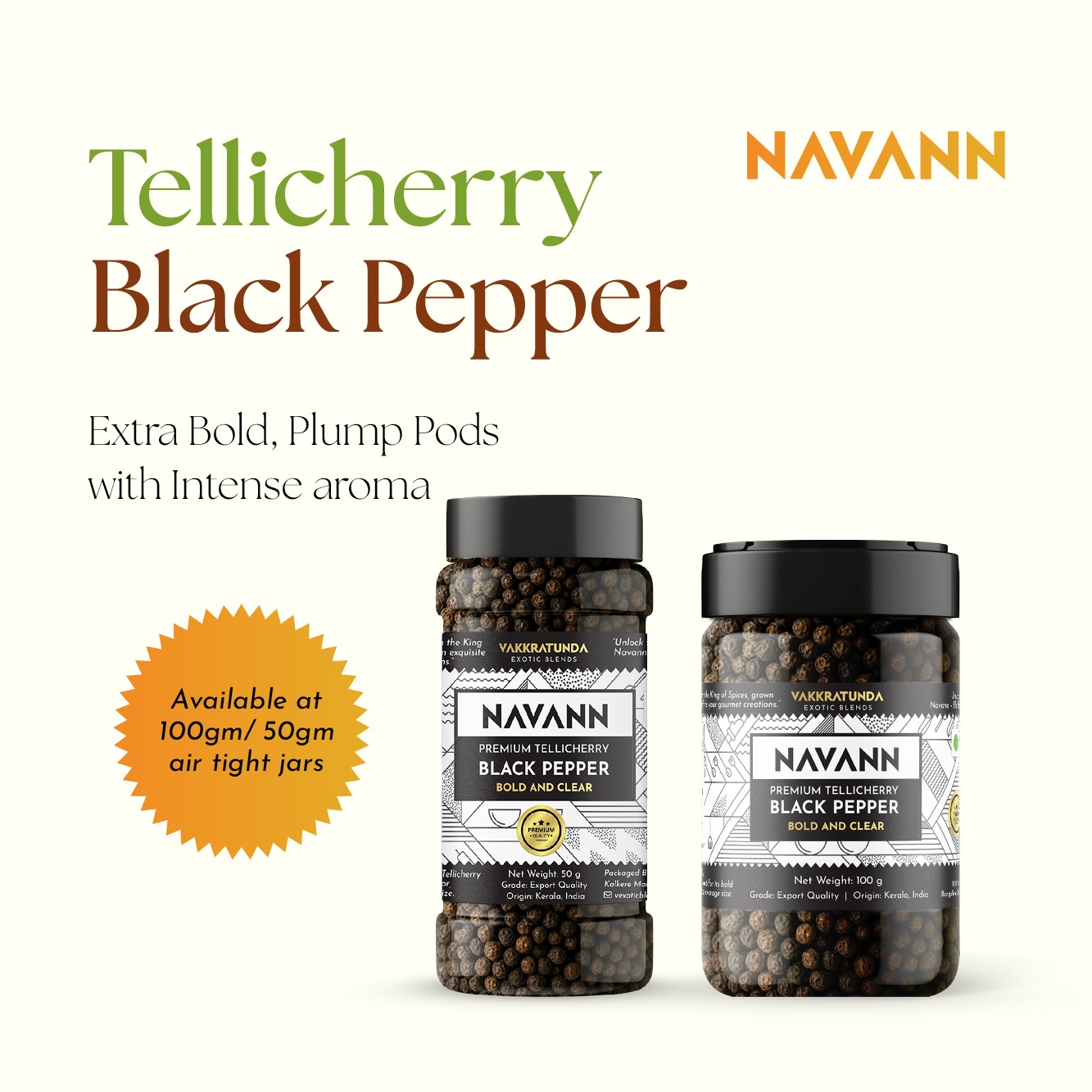 Navann Tellicherry Black Pepper Premium 