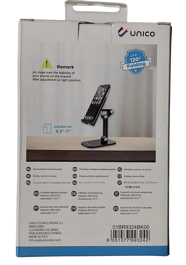 Suporte de mesa de 4 eixos para Telemóveis de até 7"