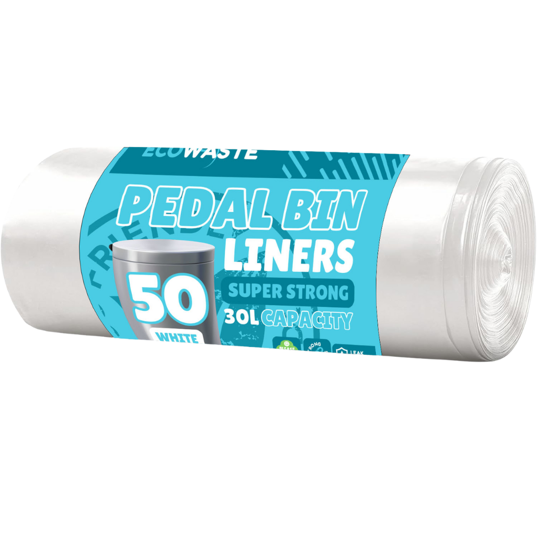 Ecowaste | 50 White Pedal Bin Liners Super Strong - 30L