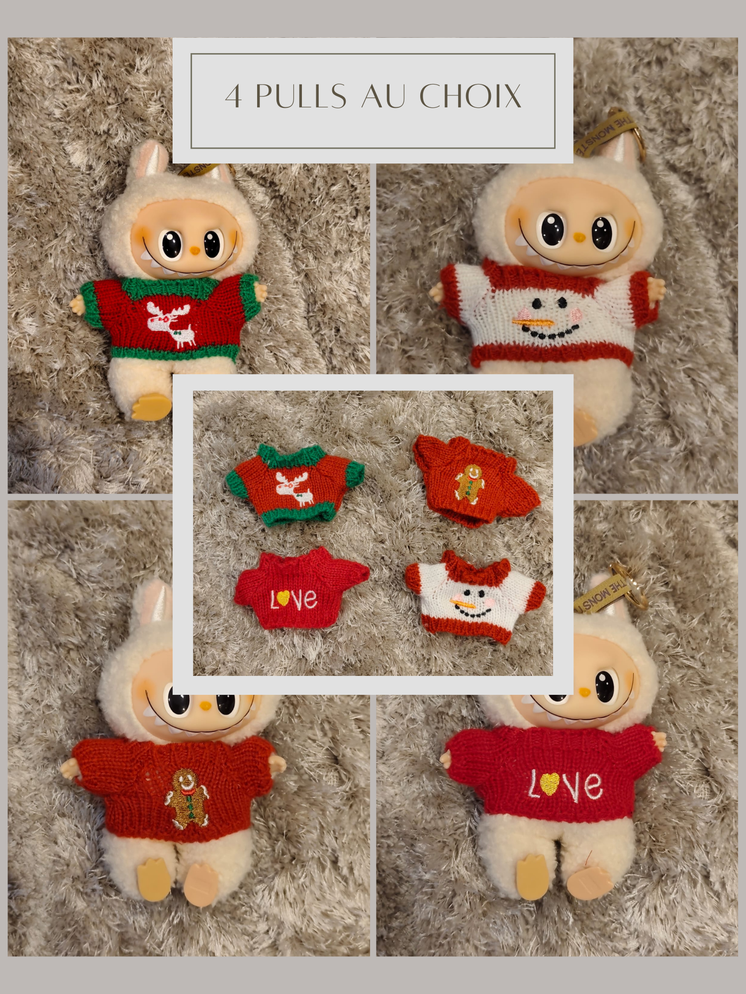 Lot 1 Labubu 17cm Exciting Macaron Scellé + 1 pull de Noël