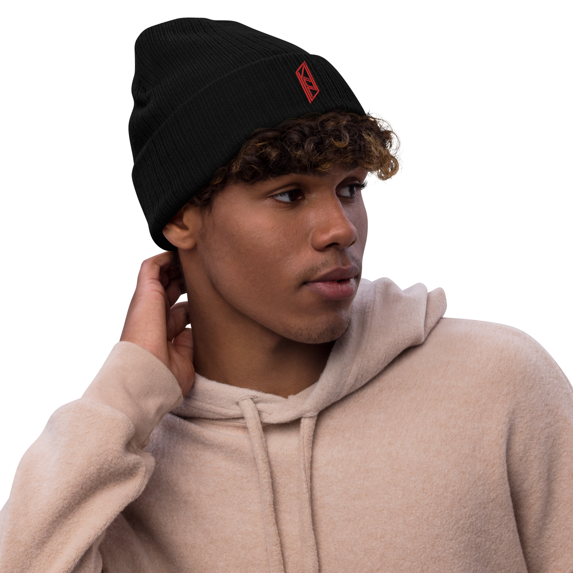 KCN Embroidered Black Beanie