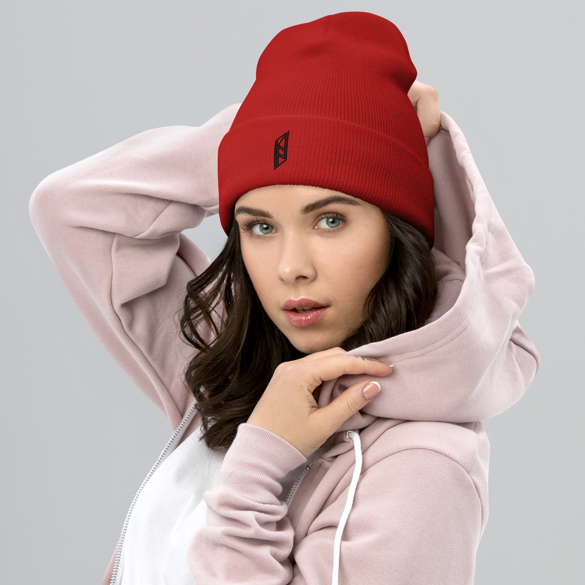 KCN Embroidered Red Beanie