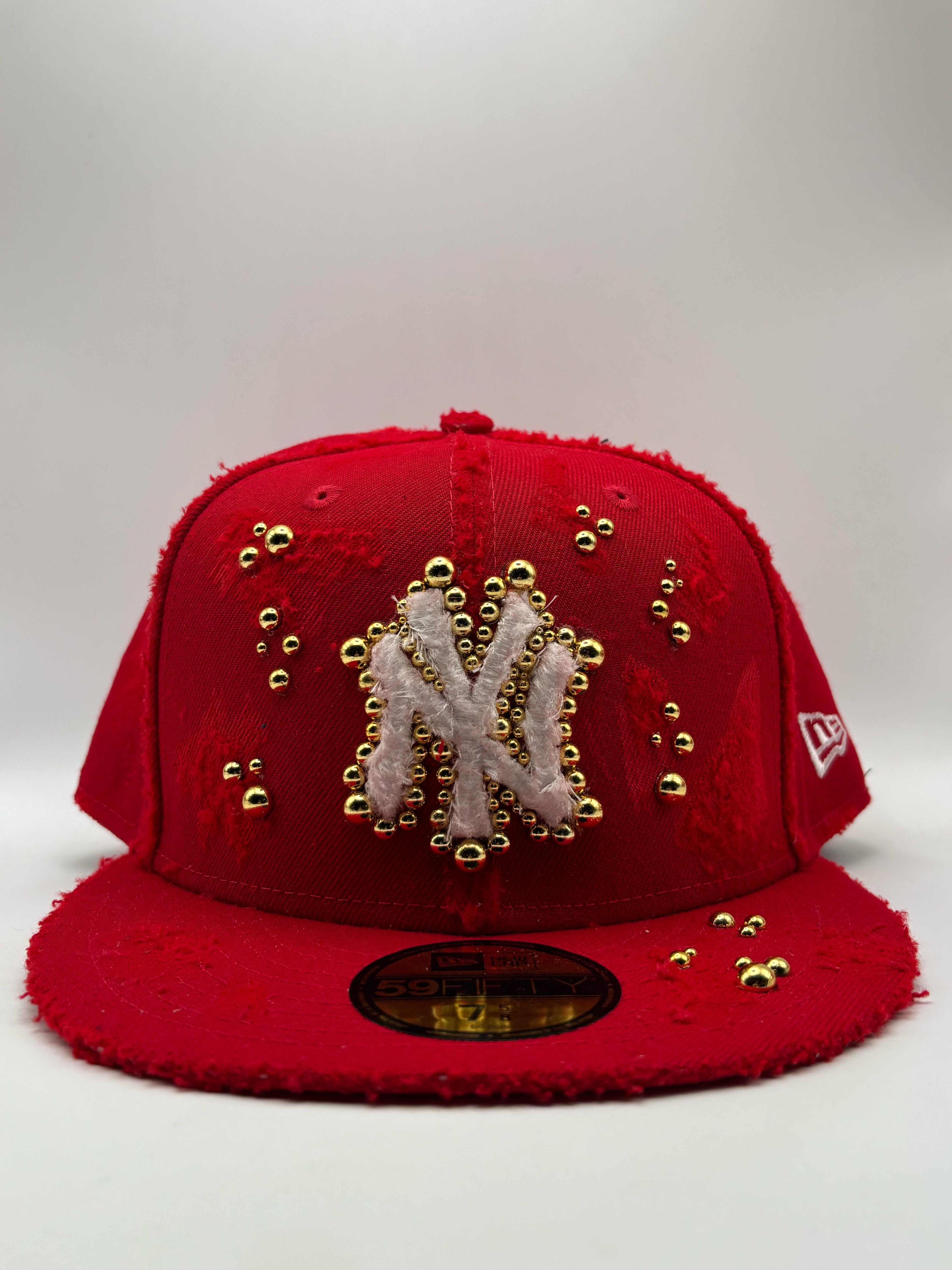 New York Red Fitted "GOLDEN PEARLS"