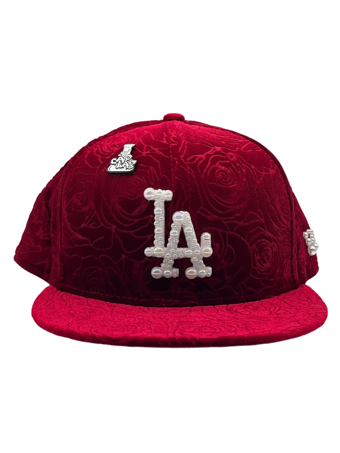 Los Angeles Red Fitted "Floral Velvet"