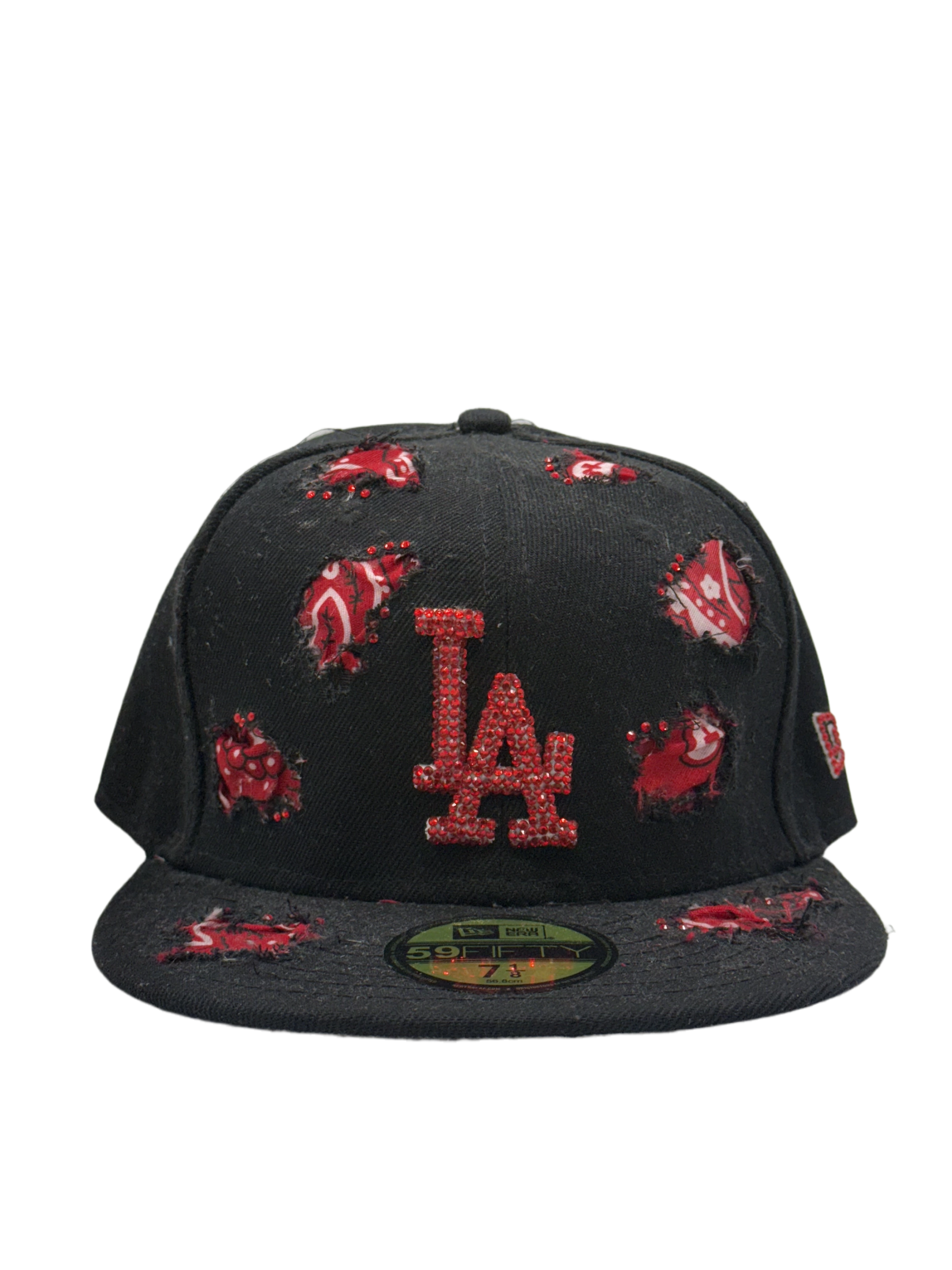 Los Angeles Black Fitted "Red Bandana"