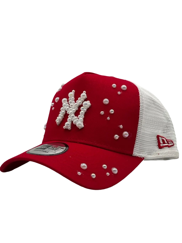 New York Red Trucker "White Pearls"