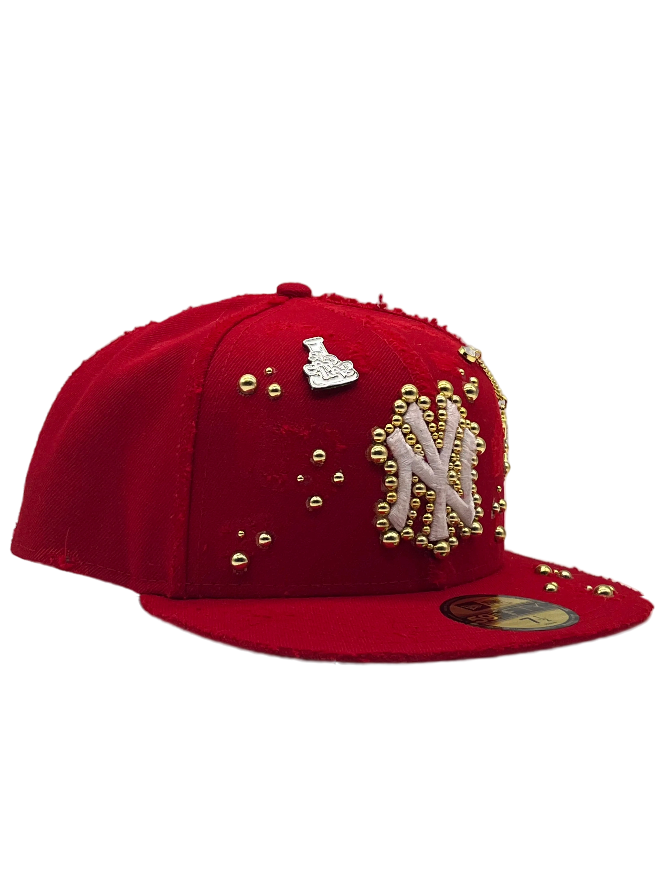 New York Red Fitted "Golden Pearls"