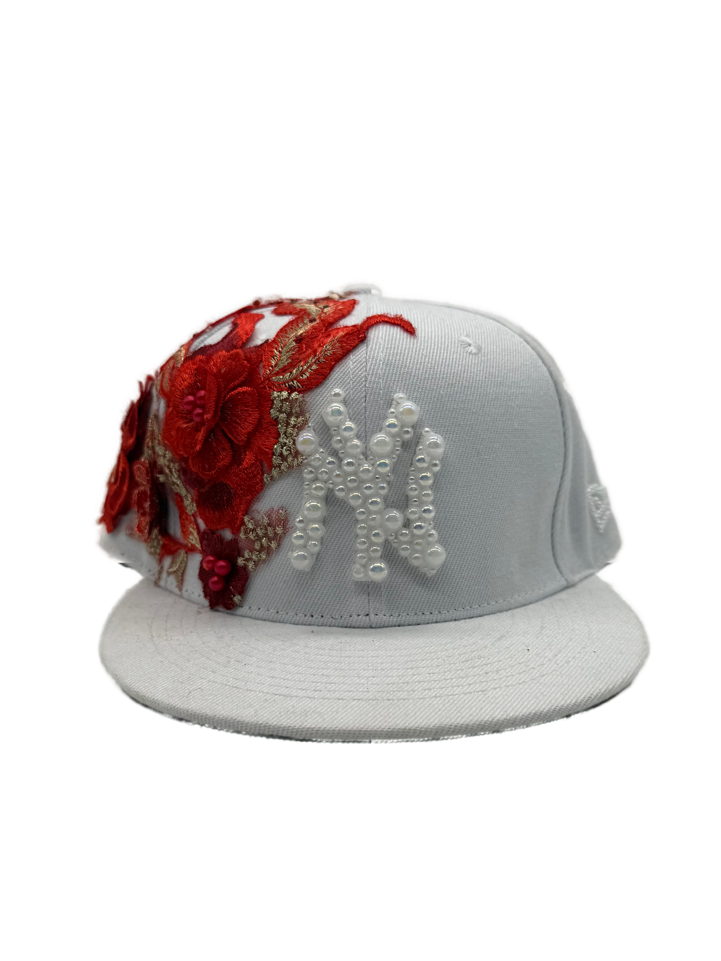 New York White Fitted "Flowers Bouquet"