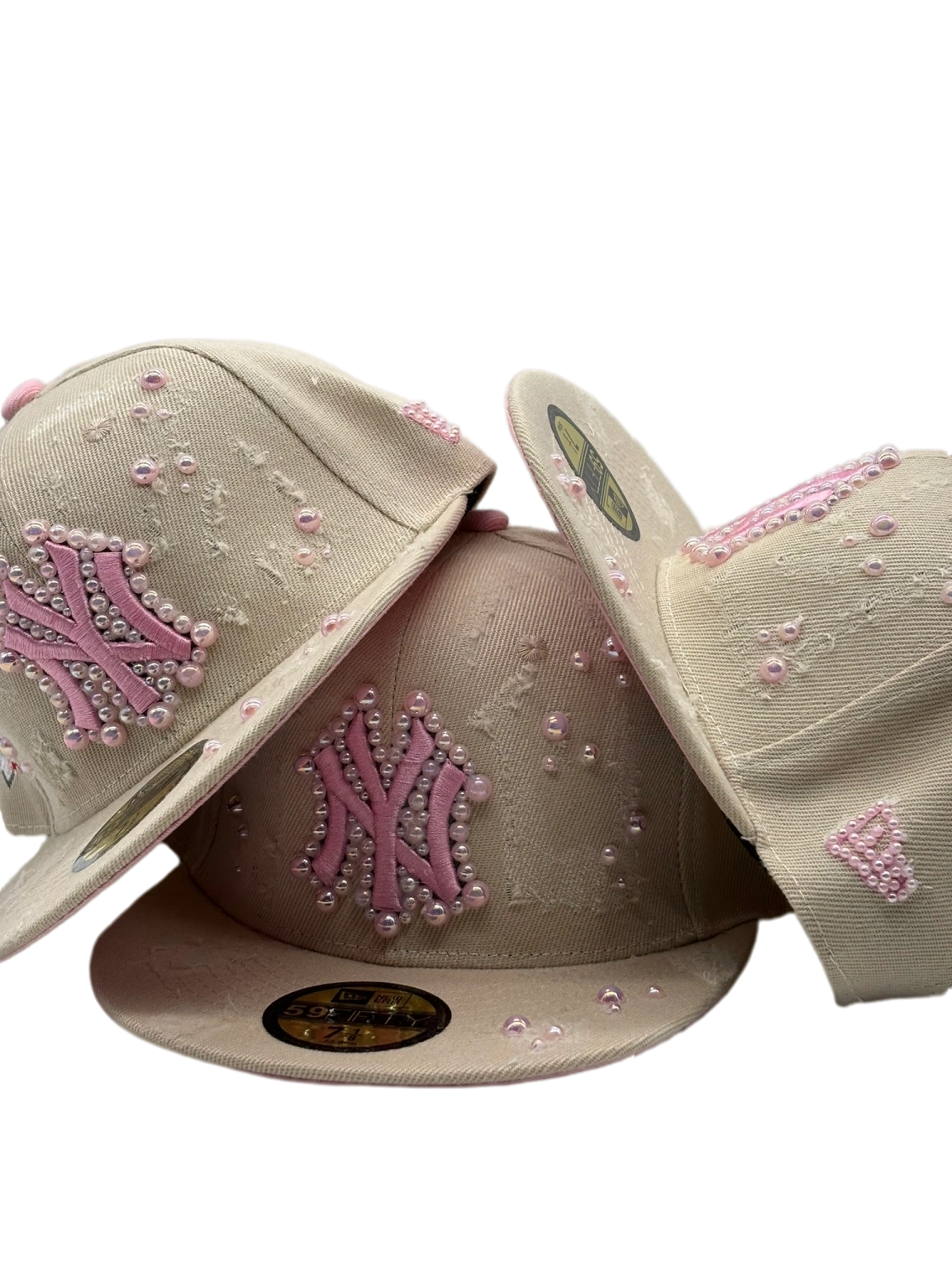 New York Fitted "Pink Pearls"