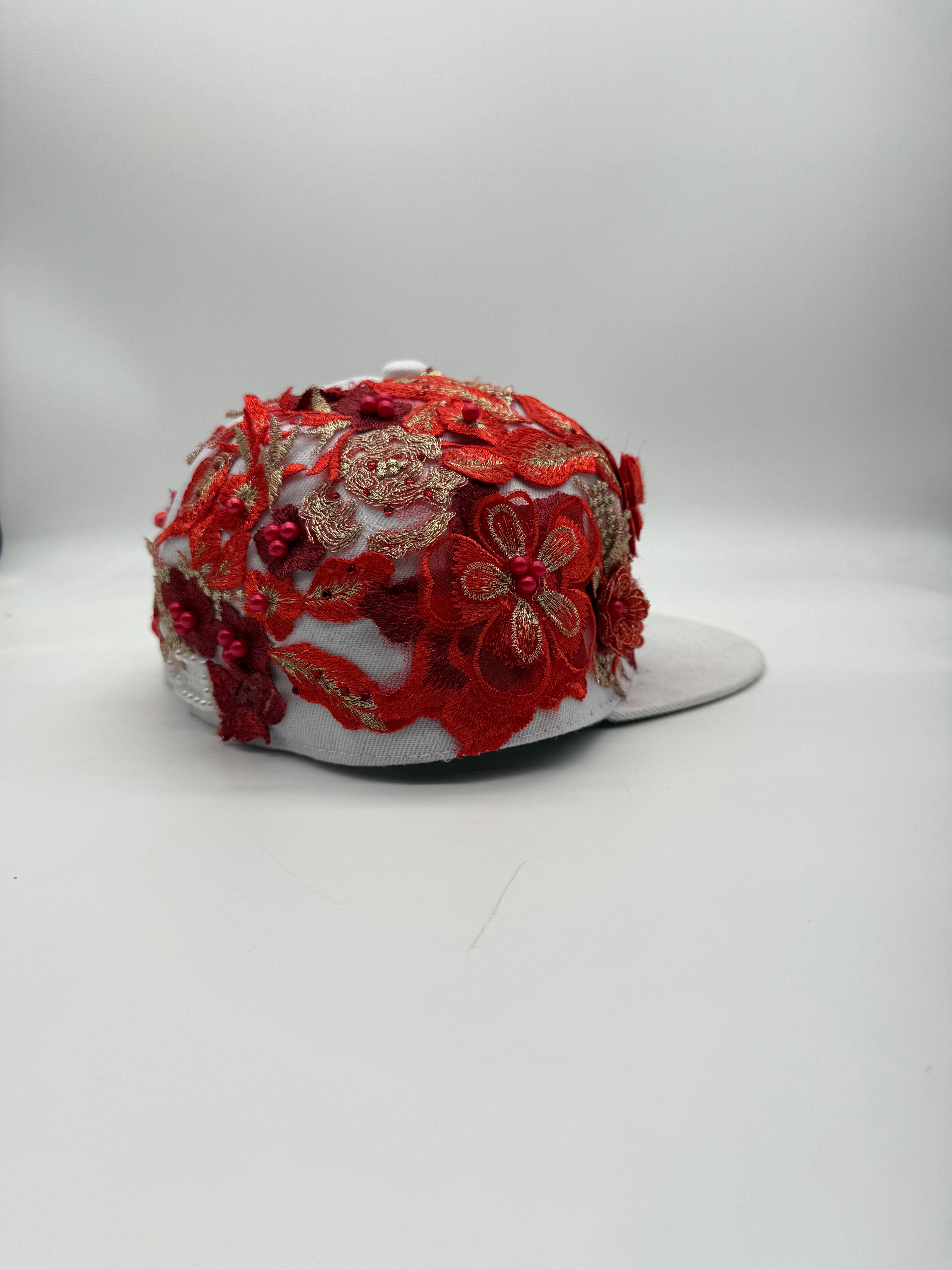 New York White Fitted "FLOWERS BOUQUET"