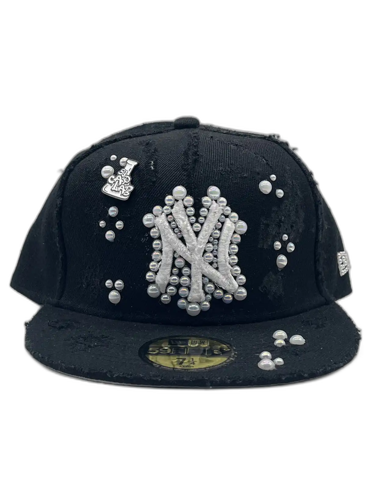 New York Black Fitted “Distressed Pearls”