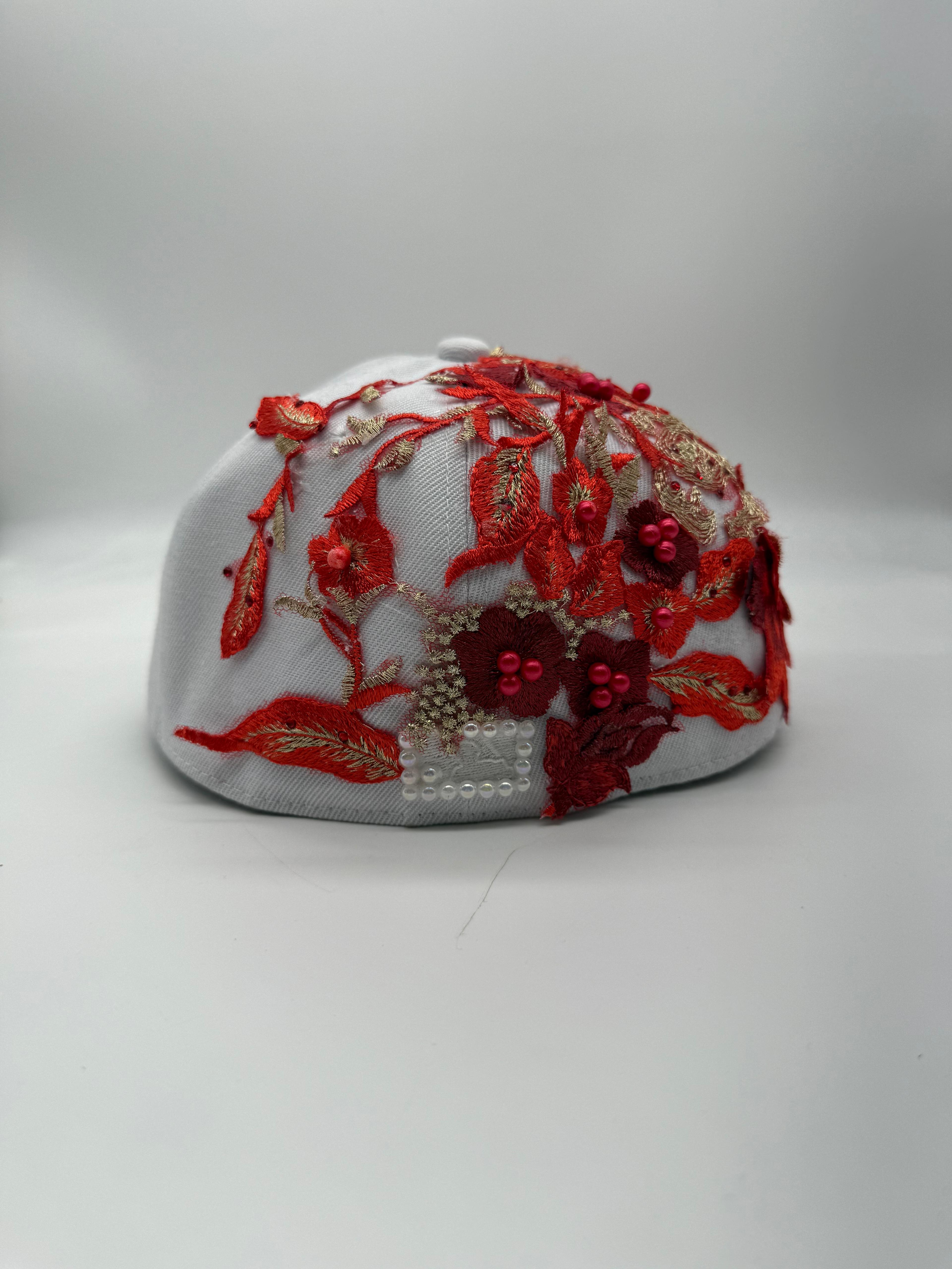 New York White Fitted "FLOWERS BOUQUET"
