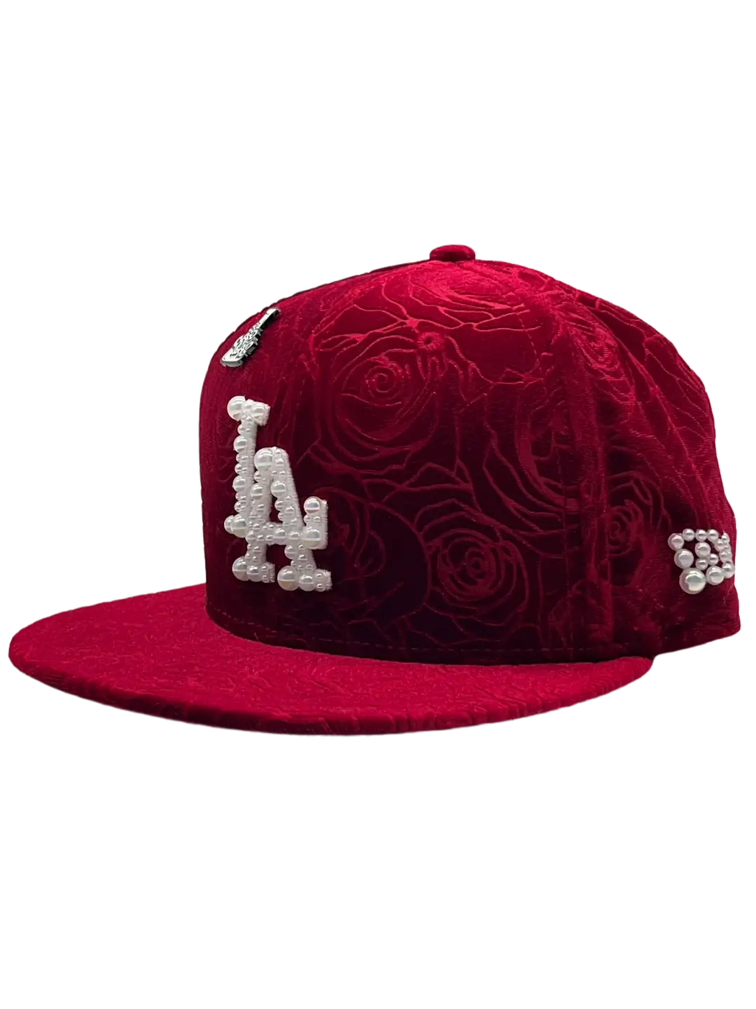 Los Angeles Red Fitted "Floral Velvet"