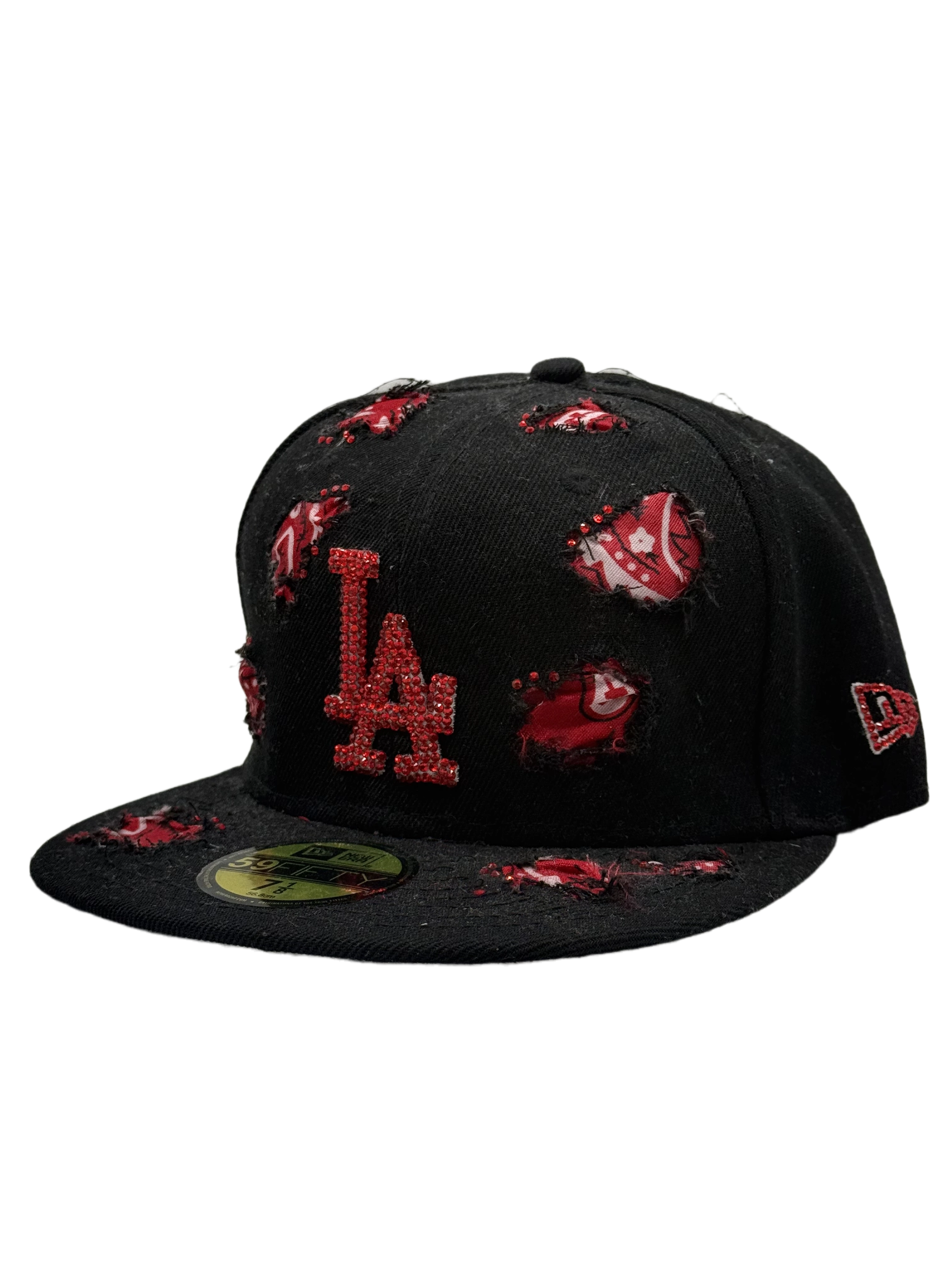 Los Angeles Black Fitted "Red Bandana"