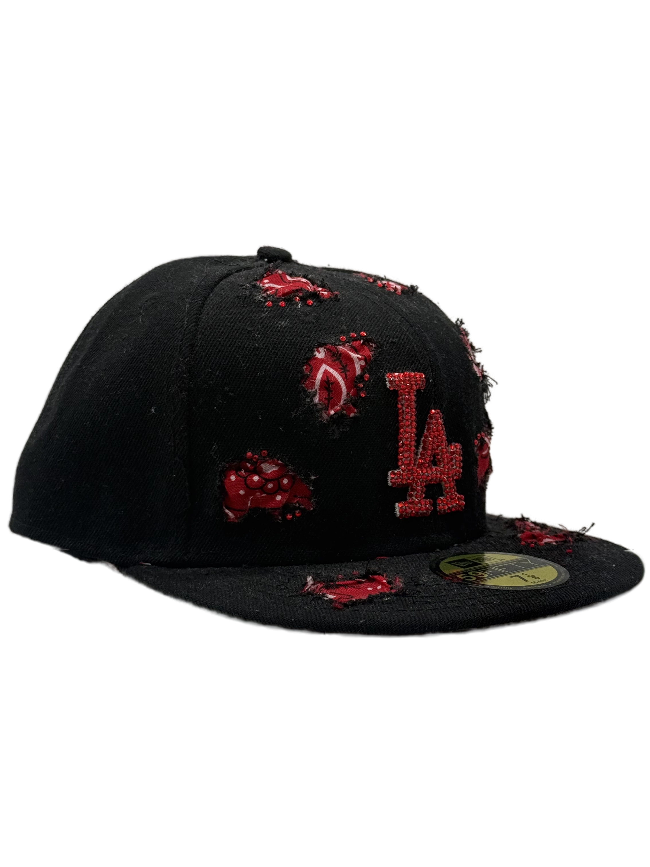 Los Angeles Black Fitted "Red Bandana"