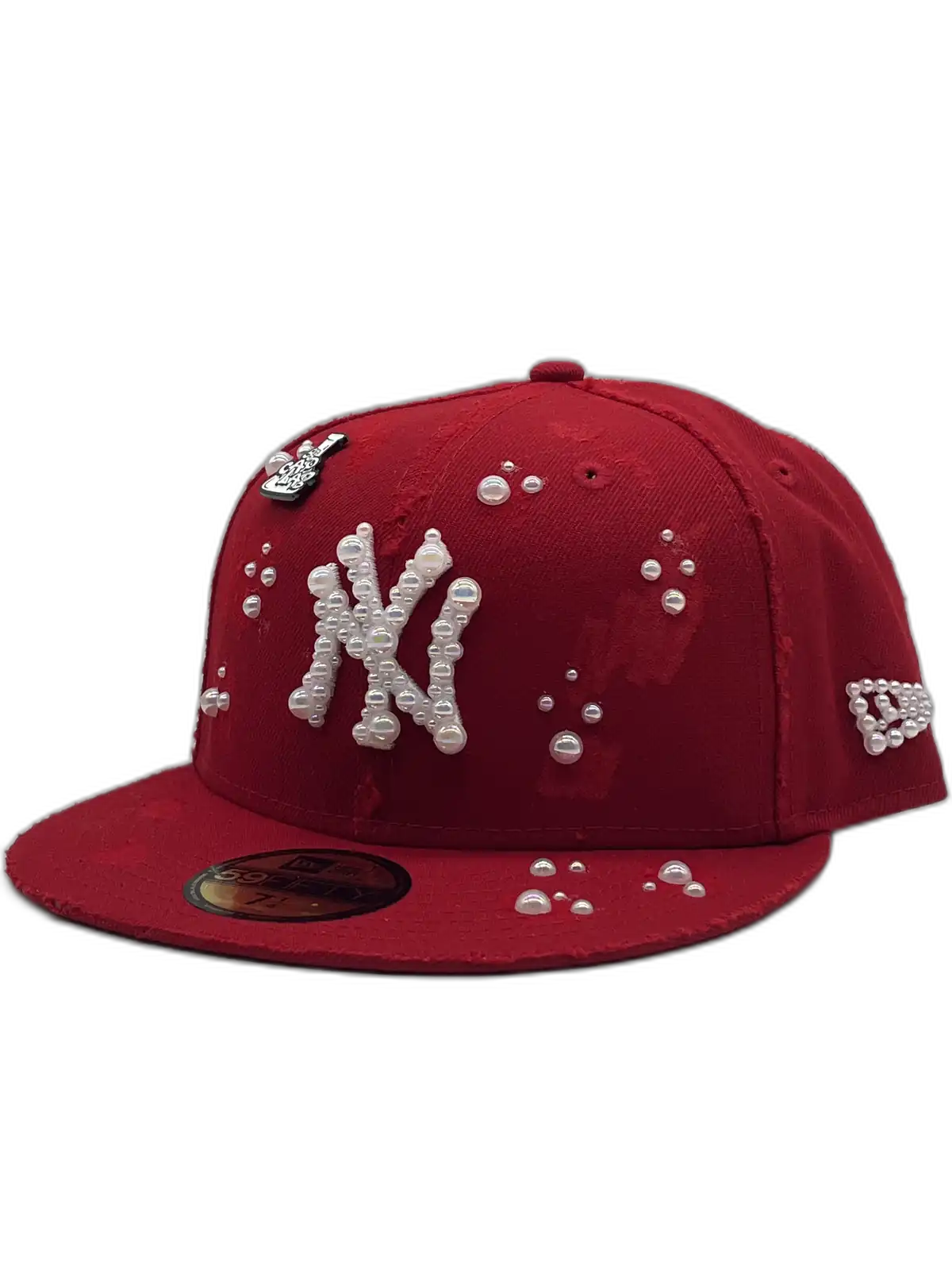 New York Red Fitted “White Pearls”