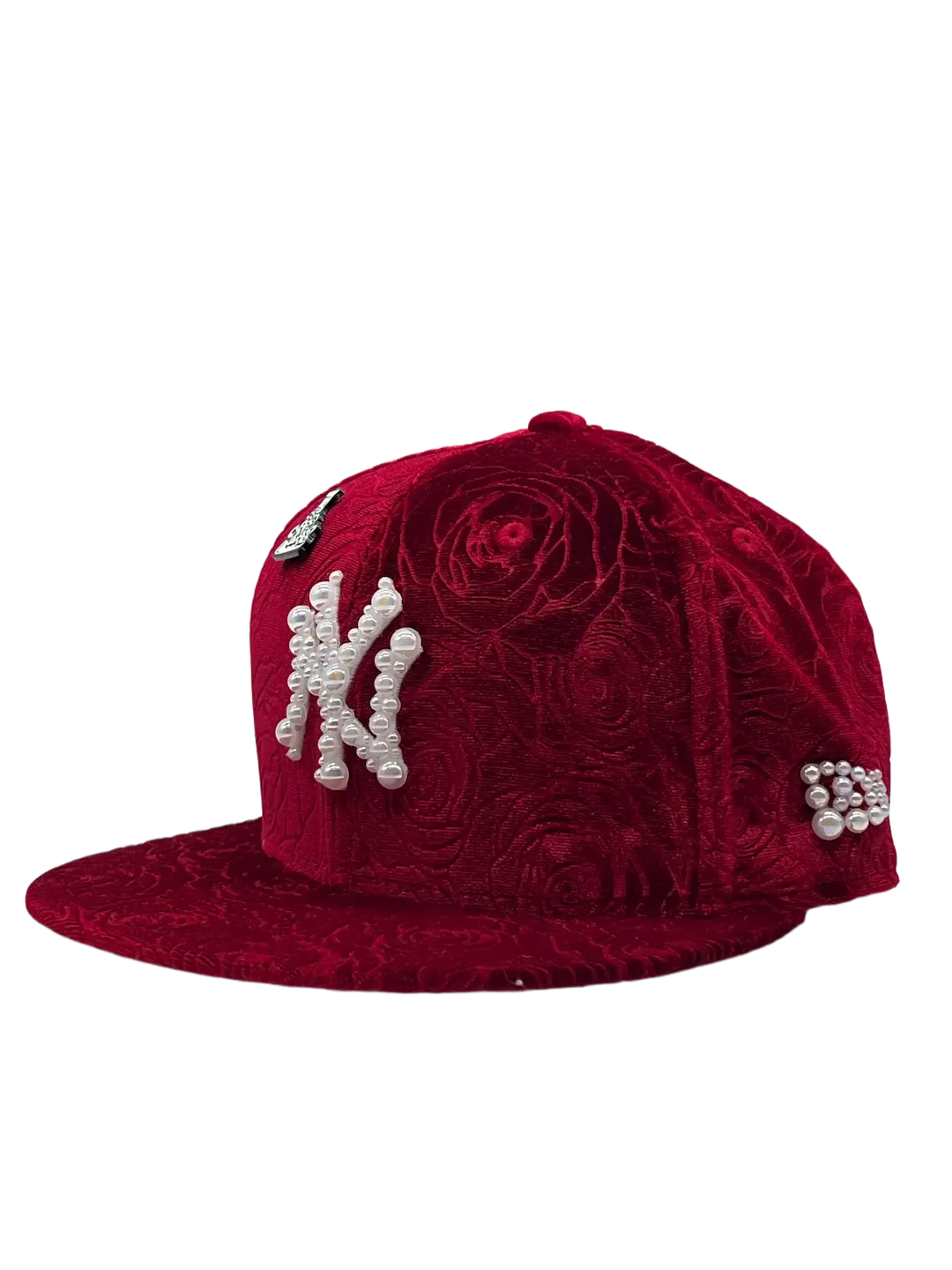 New York Red Fitted "Floral Velvet"