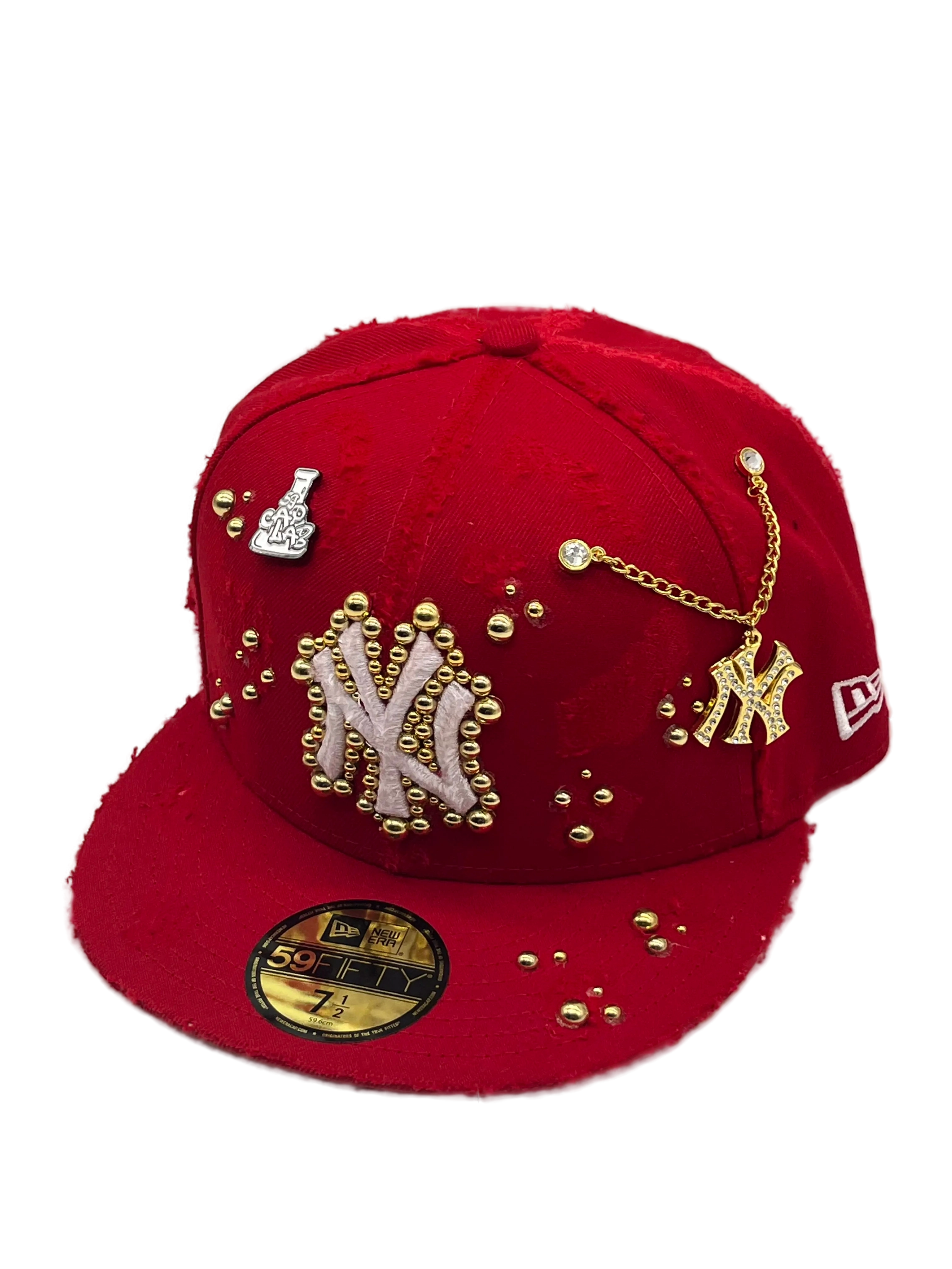 New York Red Fitted "Golden Pearls"