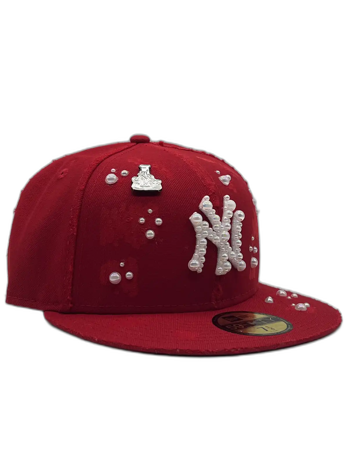 New York Red Fitted “White Pearls”
